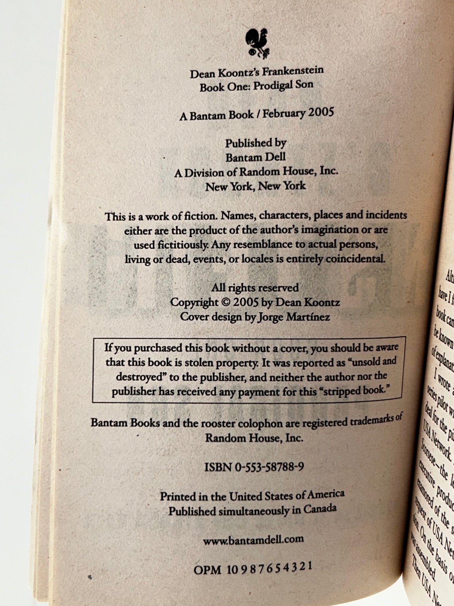 Frankenstein: Prodigal Son BANTAM Paperback Dean Koontz SF11