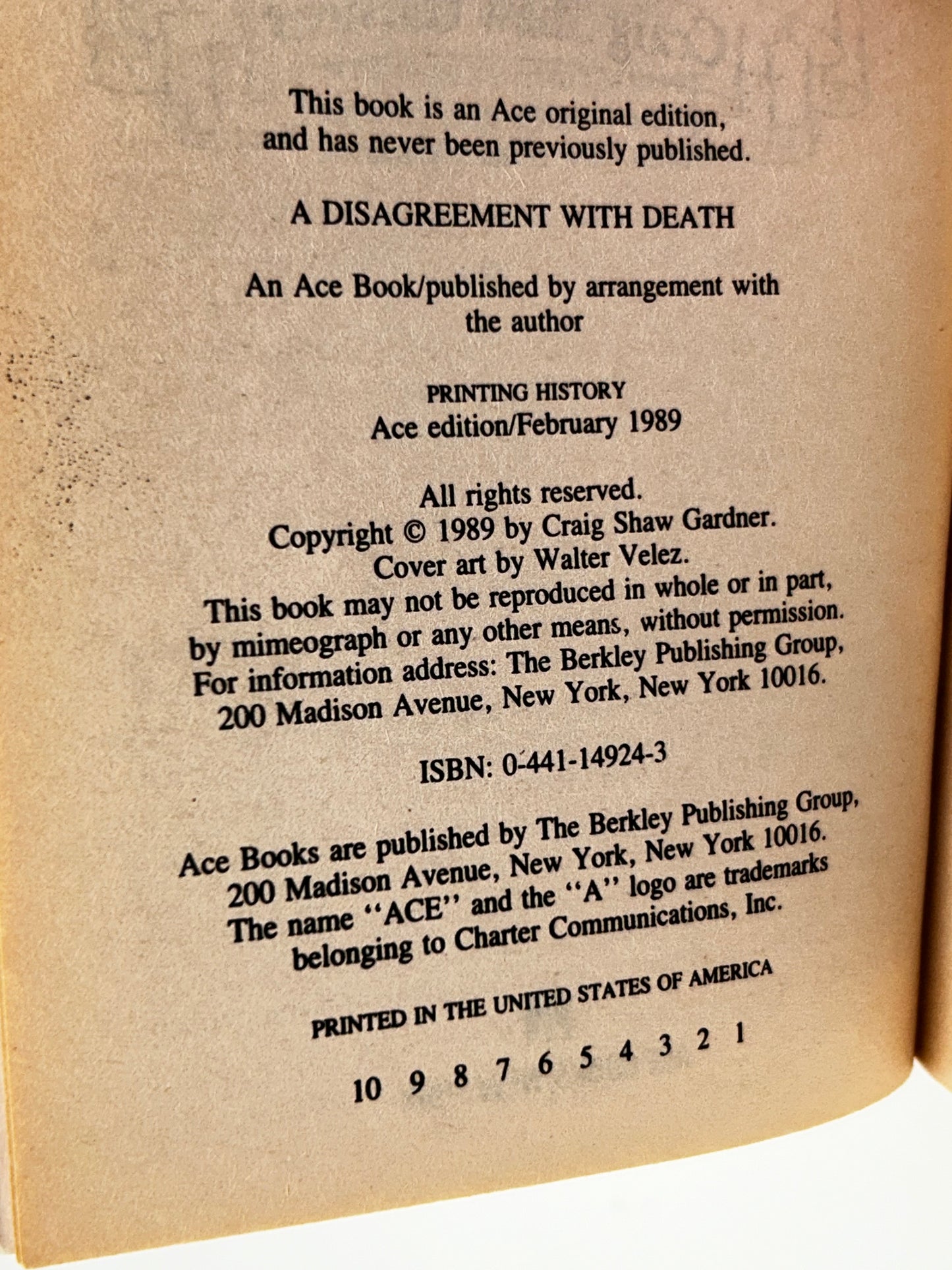 A Disagreement With Death: The Ballad Of Wuntvor ACE Paperback Craig Shaw Gardner SF11