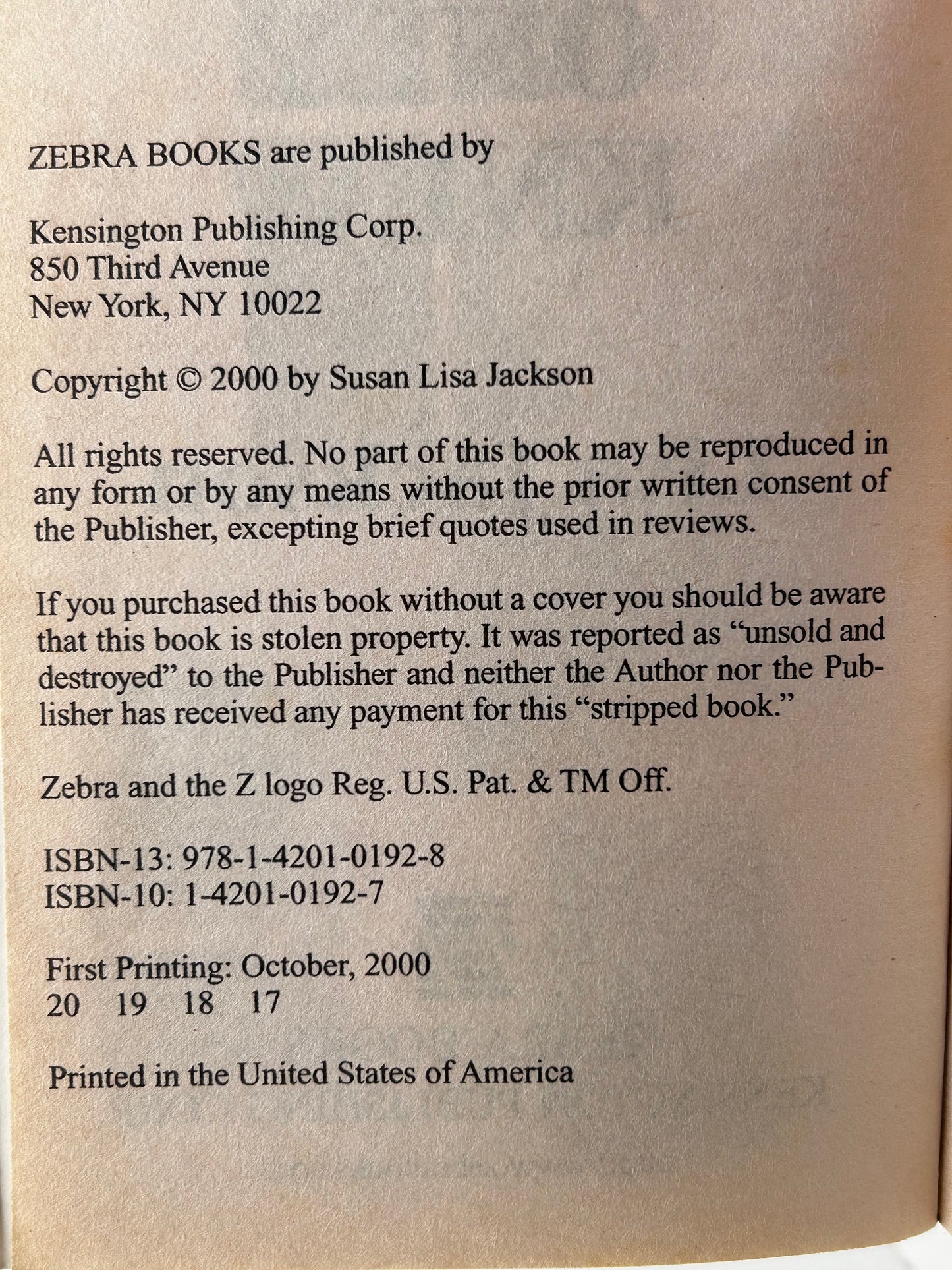 If She Only Knew ZEBRA Paperback Lisa Jackson SF12