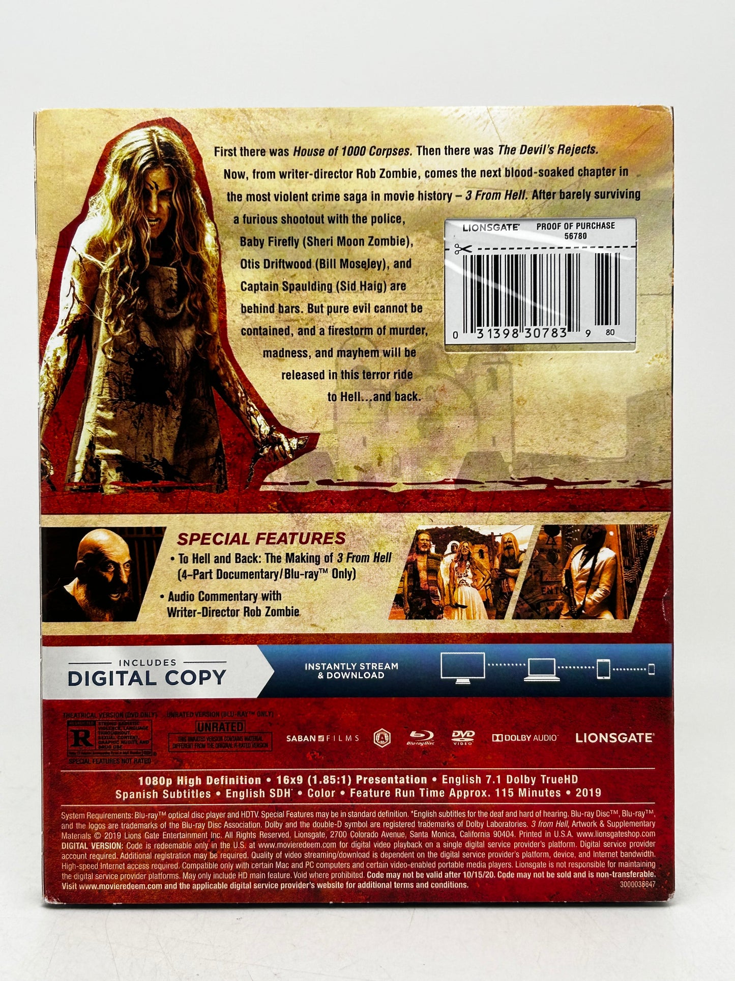 3 From Hell BLU-RAY NEW/SEALED BR03
