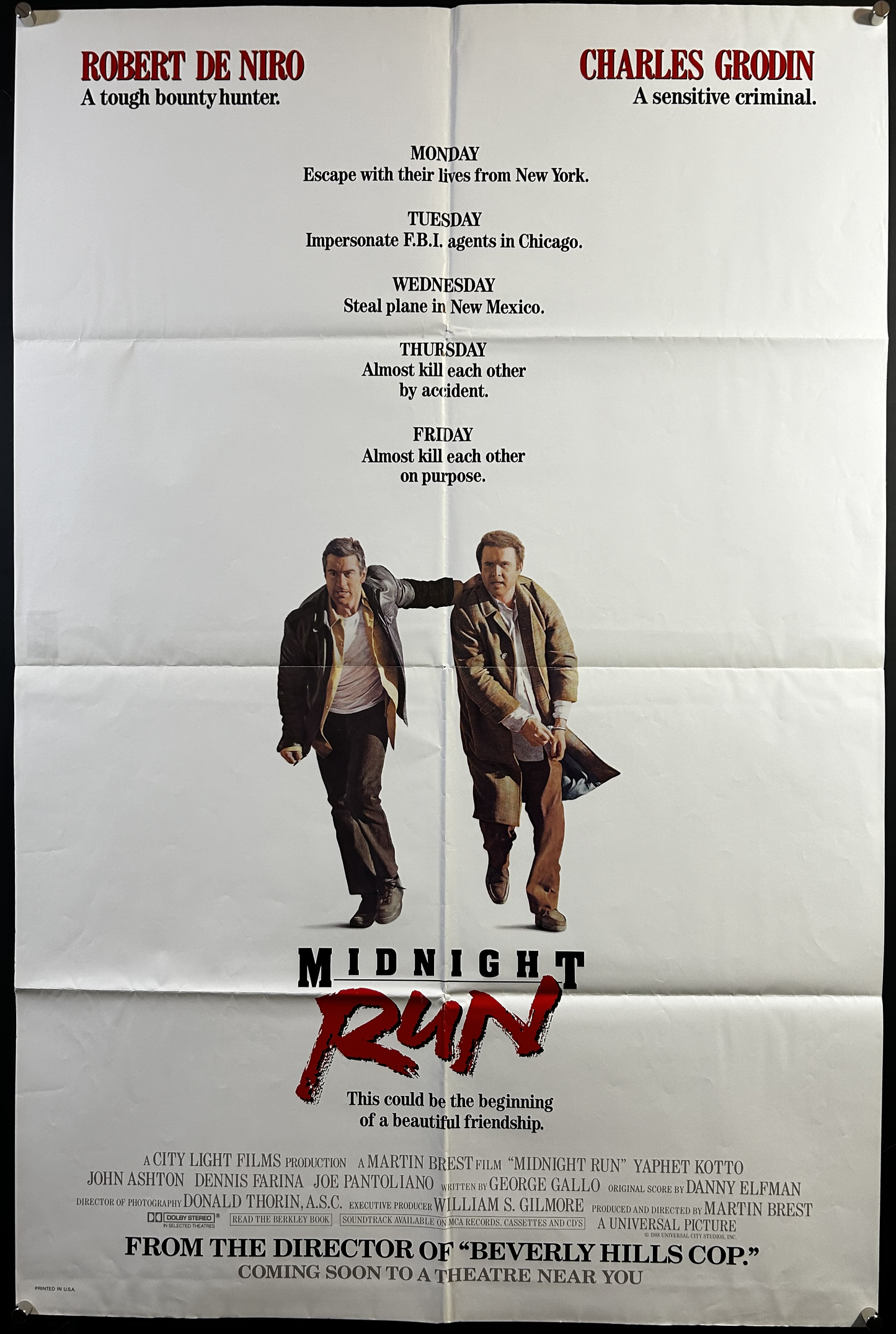 Midnight Run Original One Sheet Poster 1988