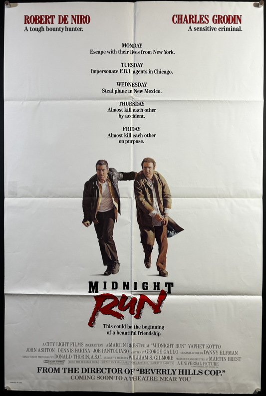 Midnight Run Original One Sheet Poster 1988
