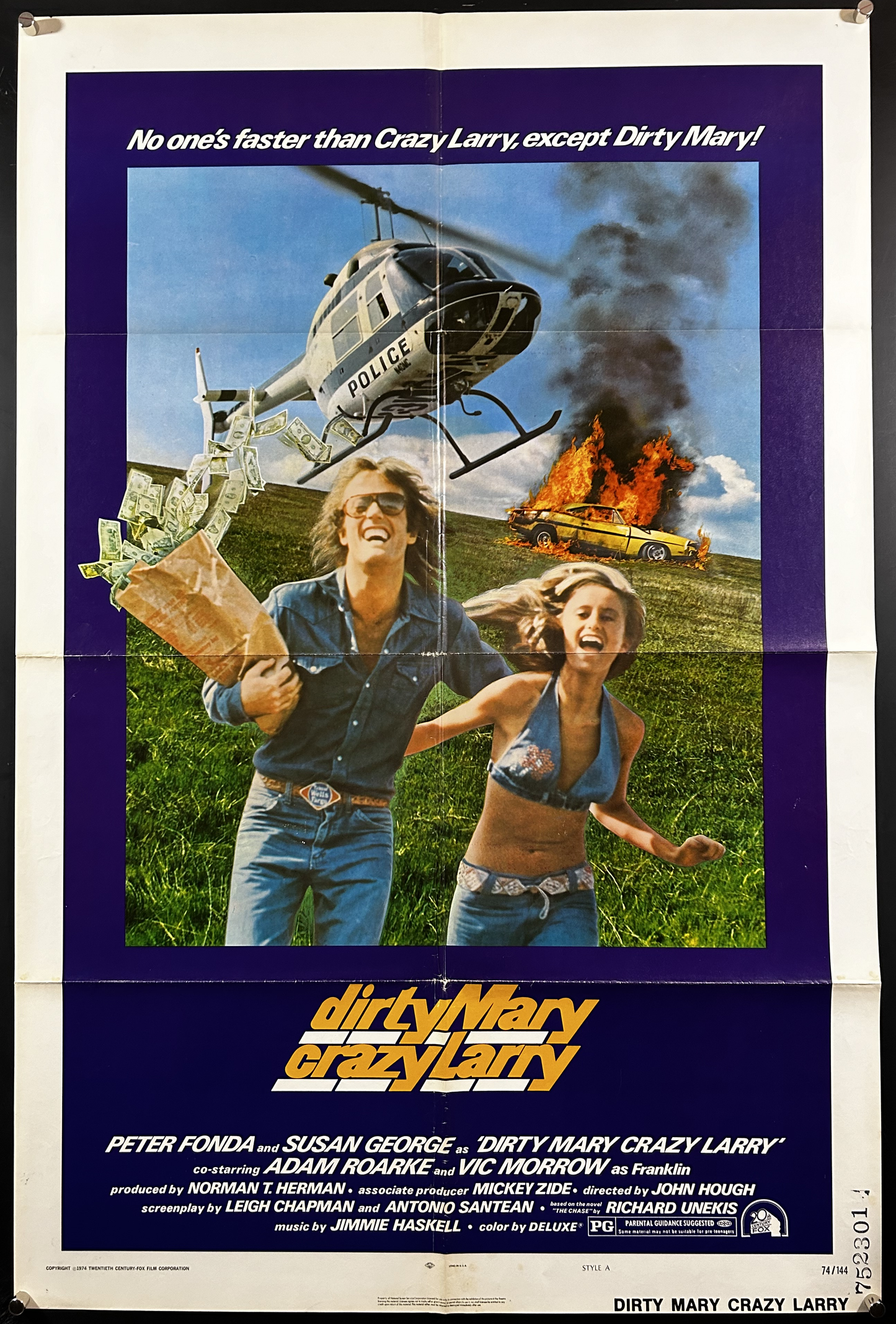 Dirty Mary Crazy Larry Original One Sheet Poster 1974