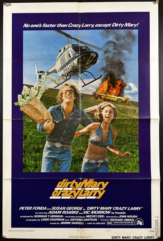 Dirty Mary Crazy Larry Original One Sheet Poster 1974