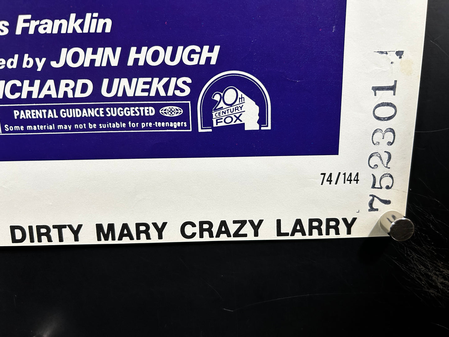 Dirty Mary Crazy Larry Original One Sheet Poster 1974