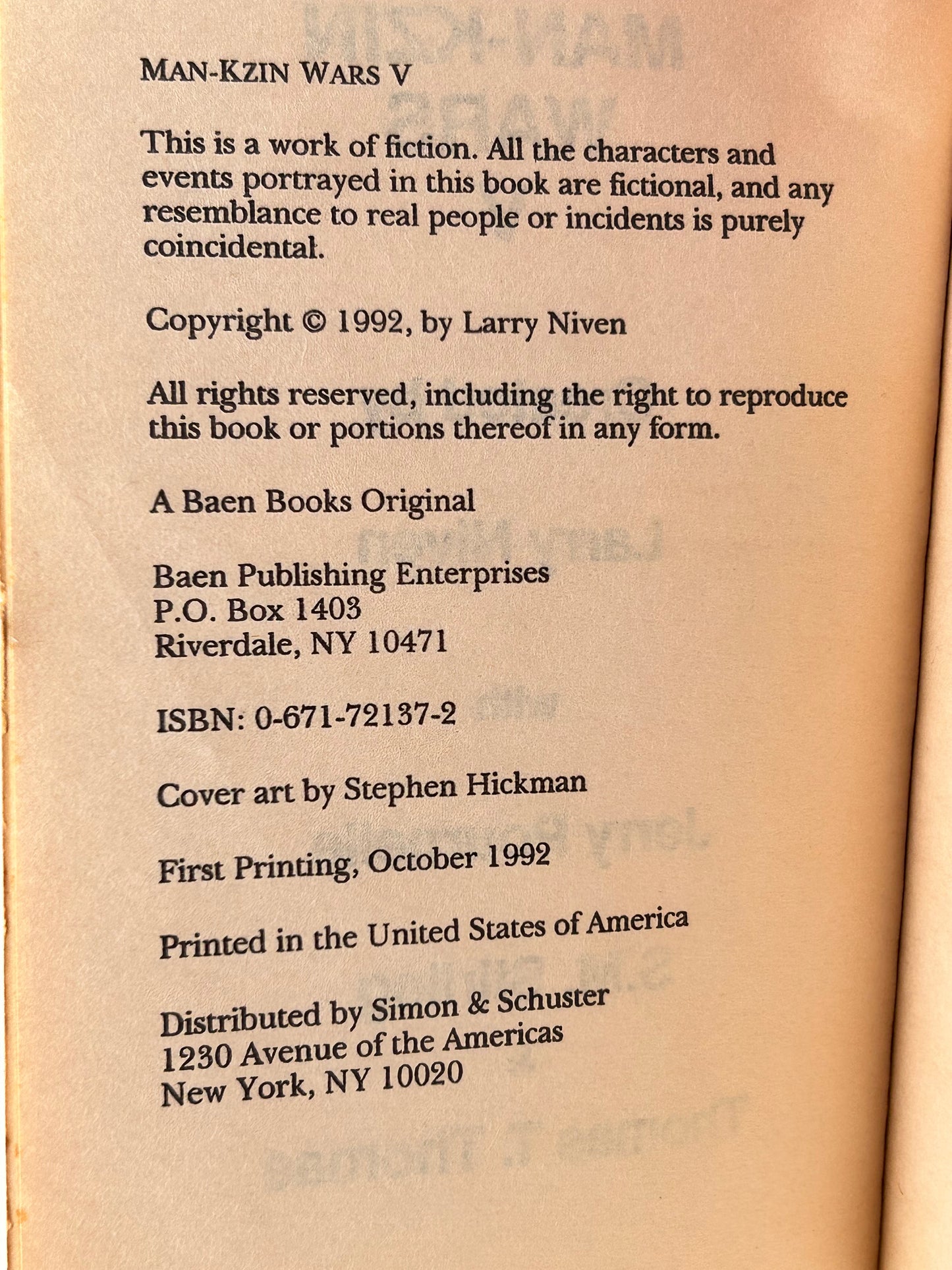 Man-Kzin Wars V BAEN Paperback Niven, Thomas, Stirling, Pournelle SF04