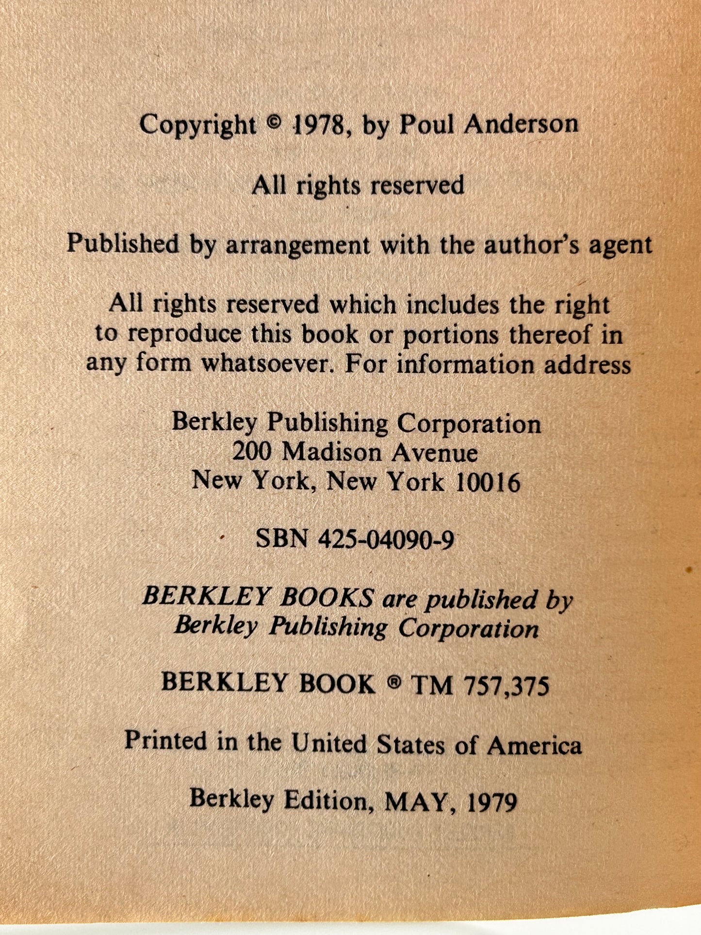 Earth Book Of Stormgate BERKLEY Paperback Poul Anderson SF04