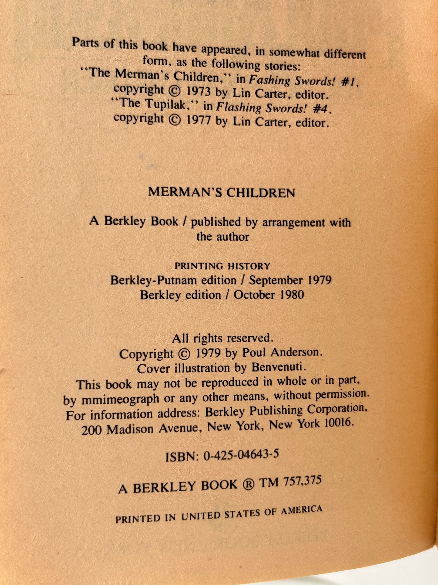Merman's Children BERKLEY Paperback Poul Anderson SF04