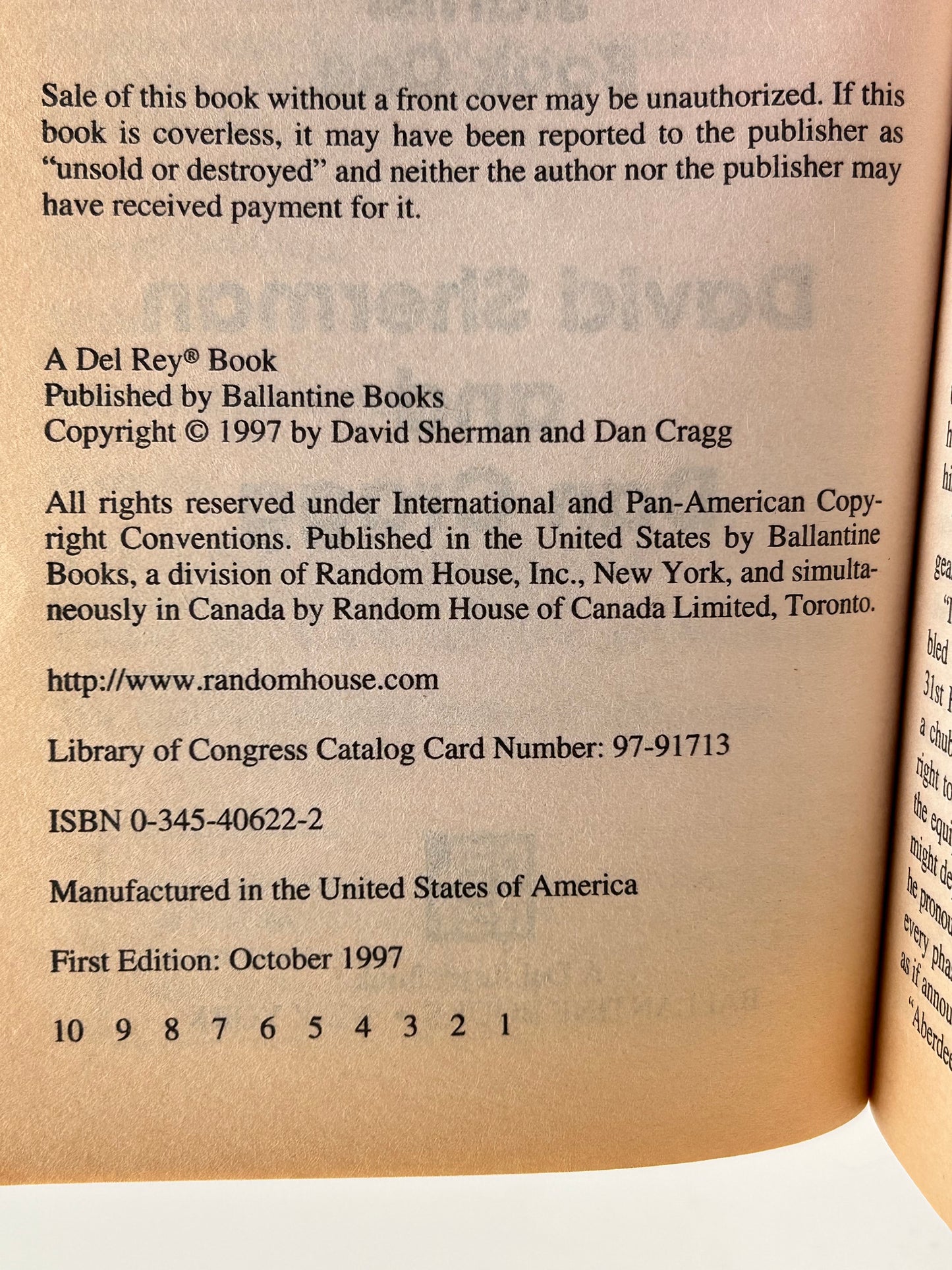 Starfist Book #1 DEL REY Paperback David Sherman/Dan Cragg SF04