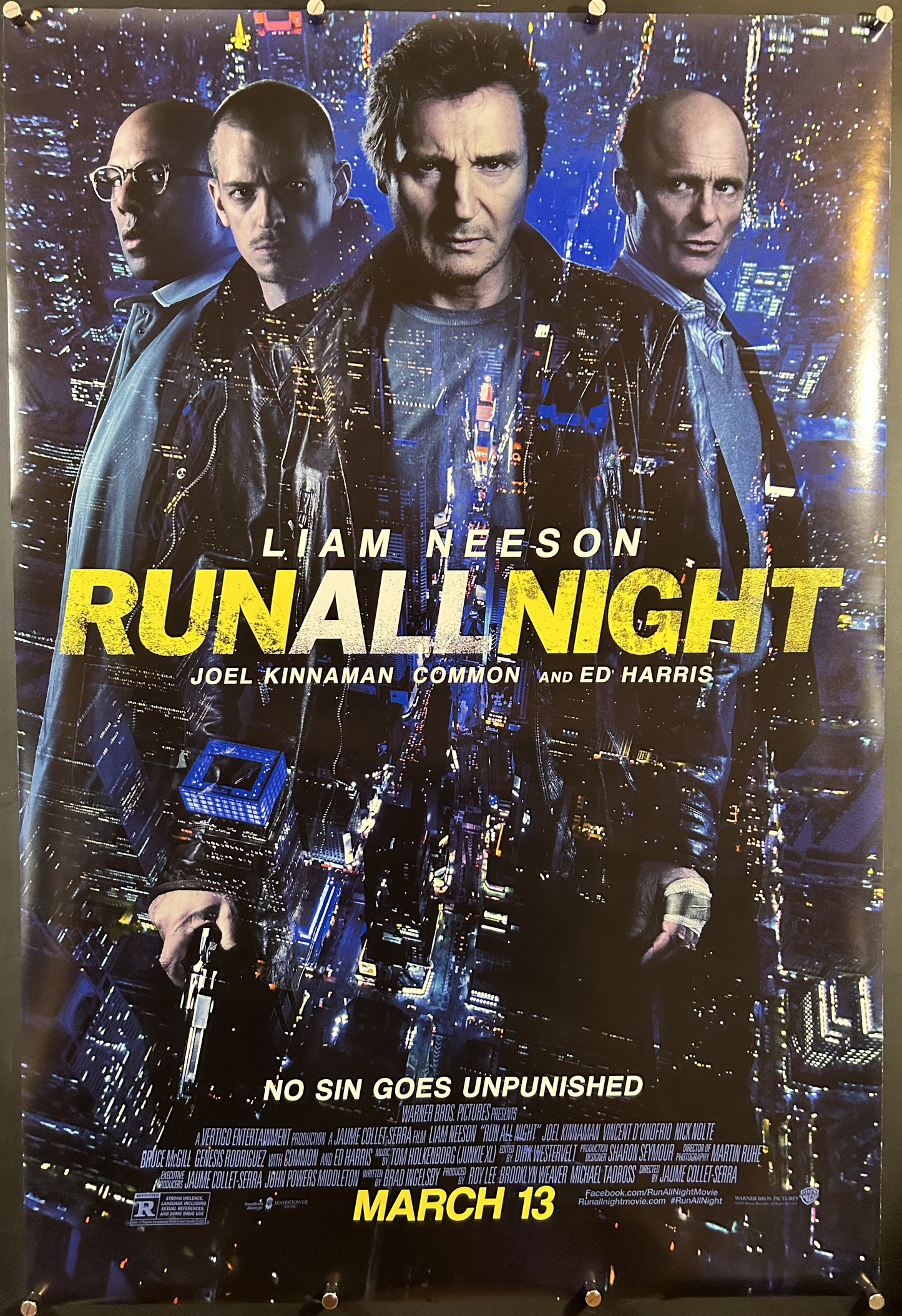 Run All Night Original One Sheet Poster 2015