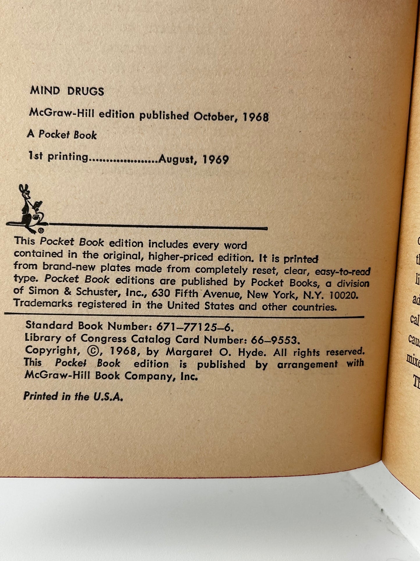 Mind Drugs POCKET Paperback Margaret O. Hyde HS4