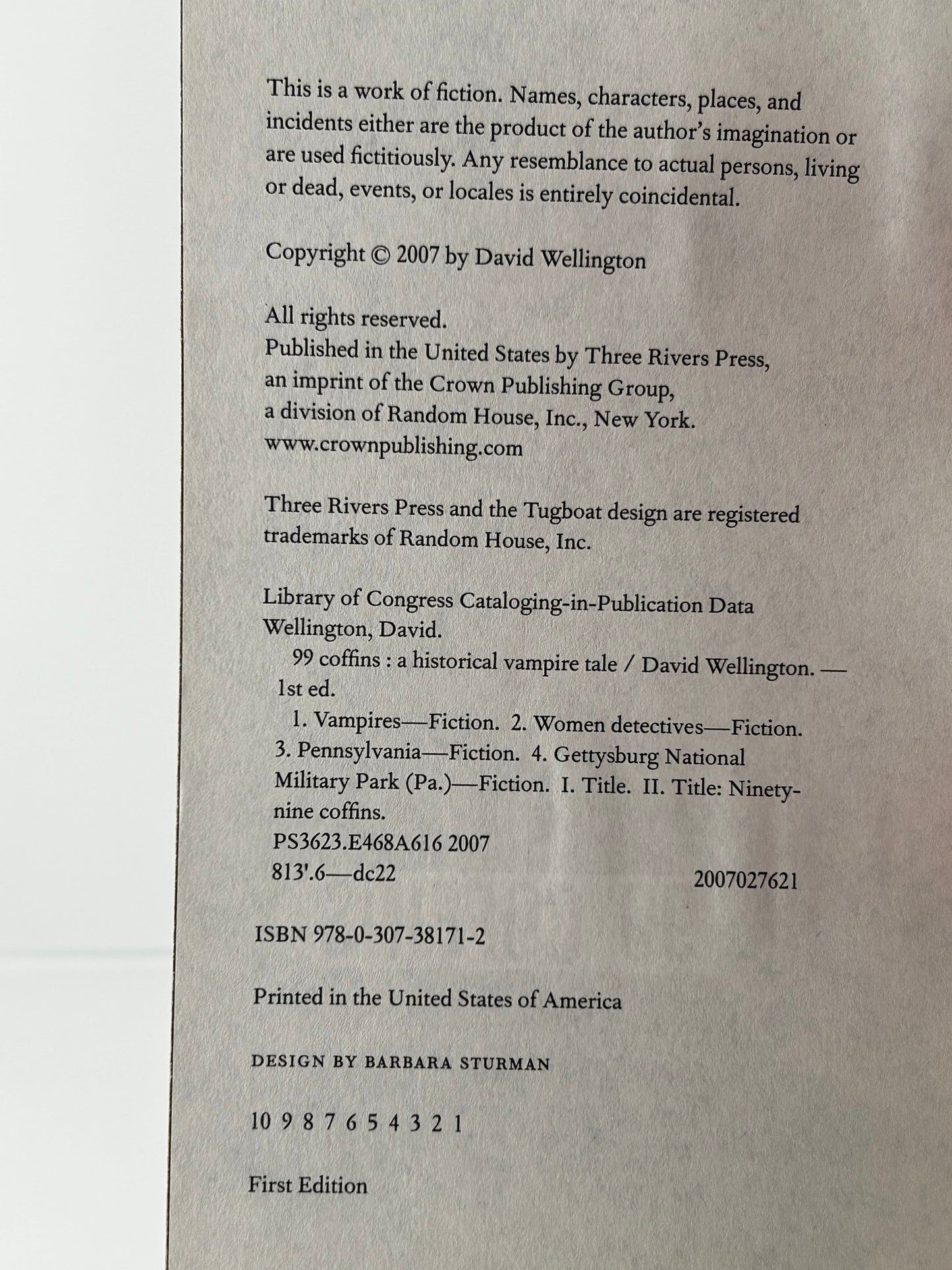 99 Coffins THREE RIVERS Paperback David Wellington SF06