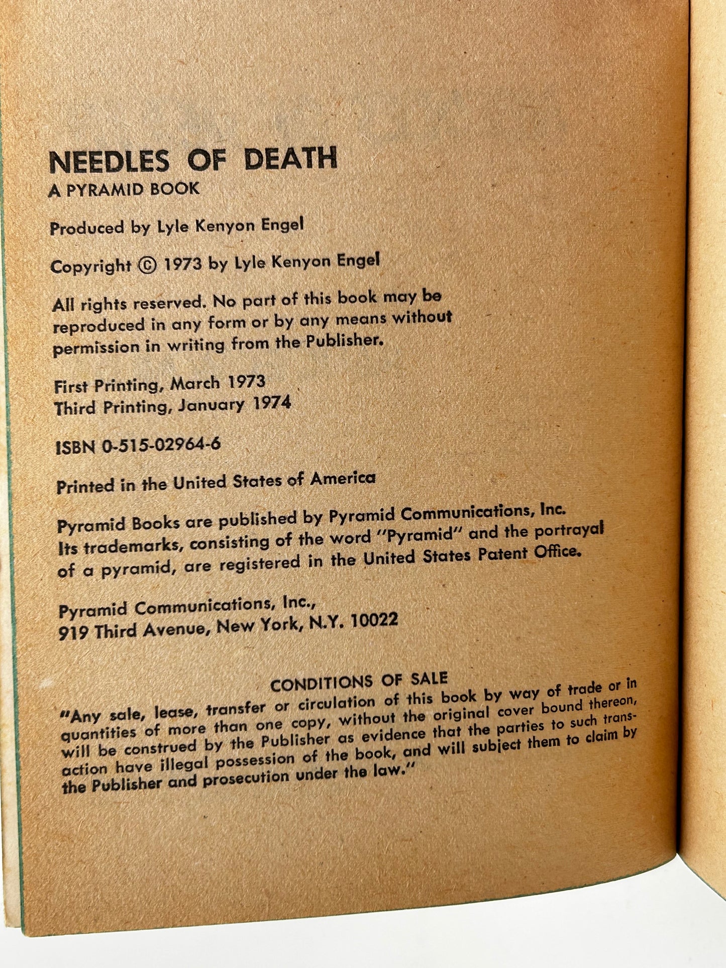 John Eagle Expeditor: Needles Of Death PYRAMID Paperback Paul Edwards SF06
