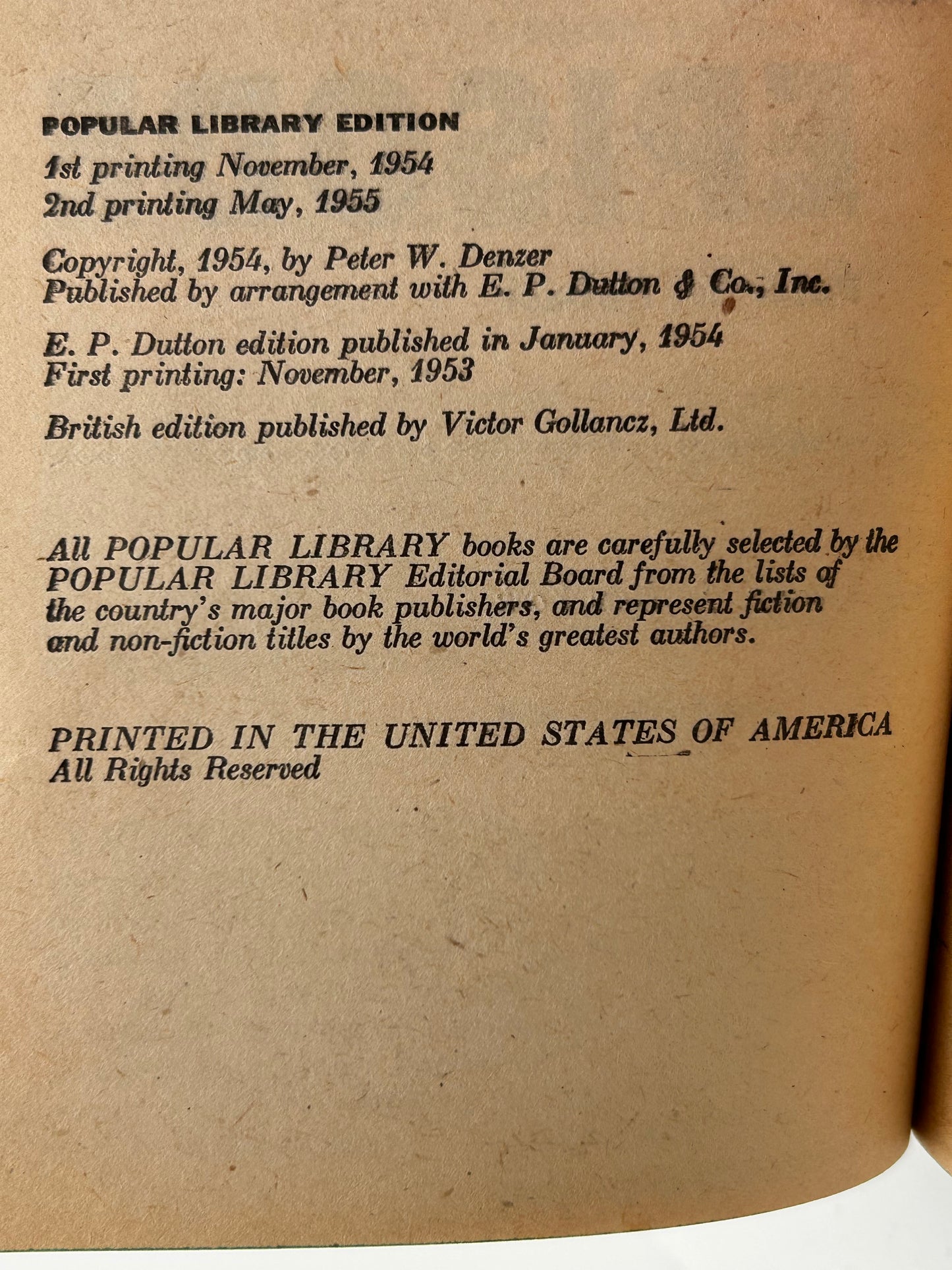 Episode POPULAR Paperback Peter W. Denzer SF06