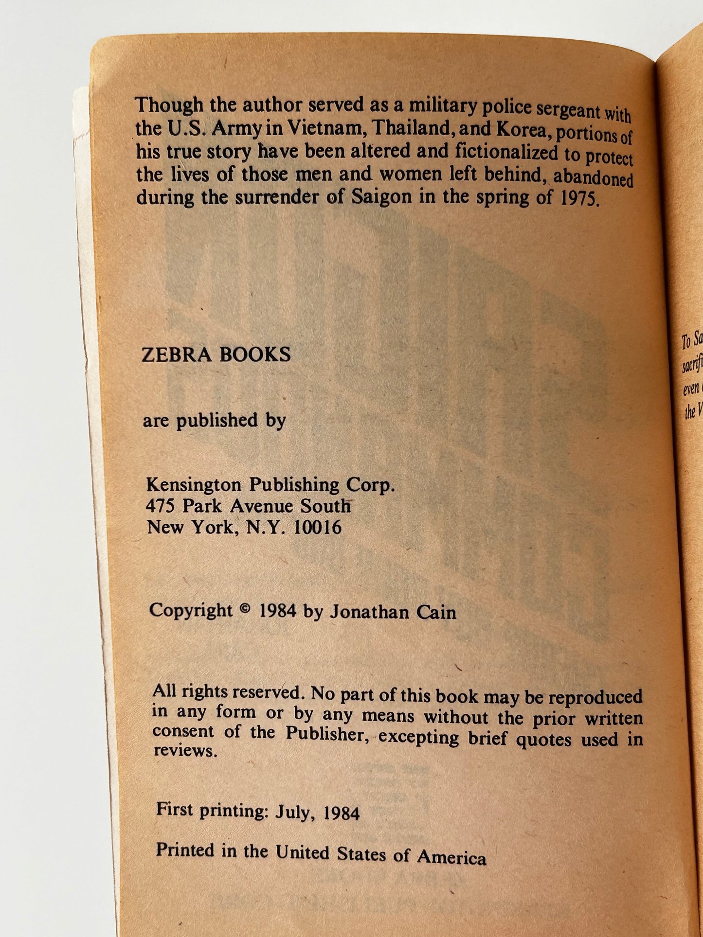Saigon Commandos #4: Cherry-Boy Body Bag ZEBRA Paperback Jonathan Cain SF11