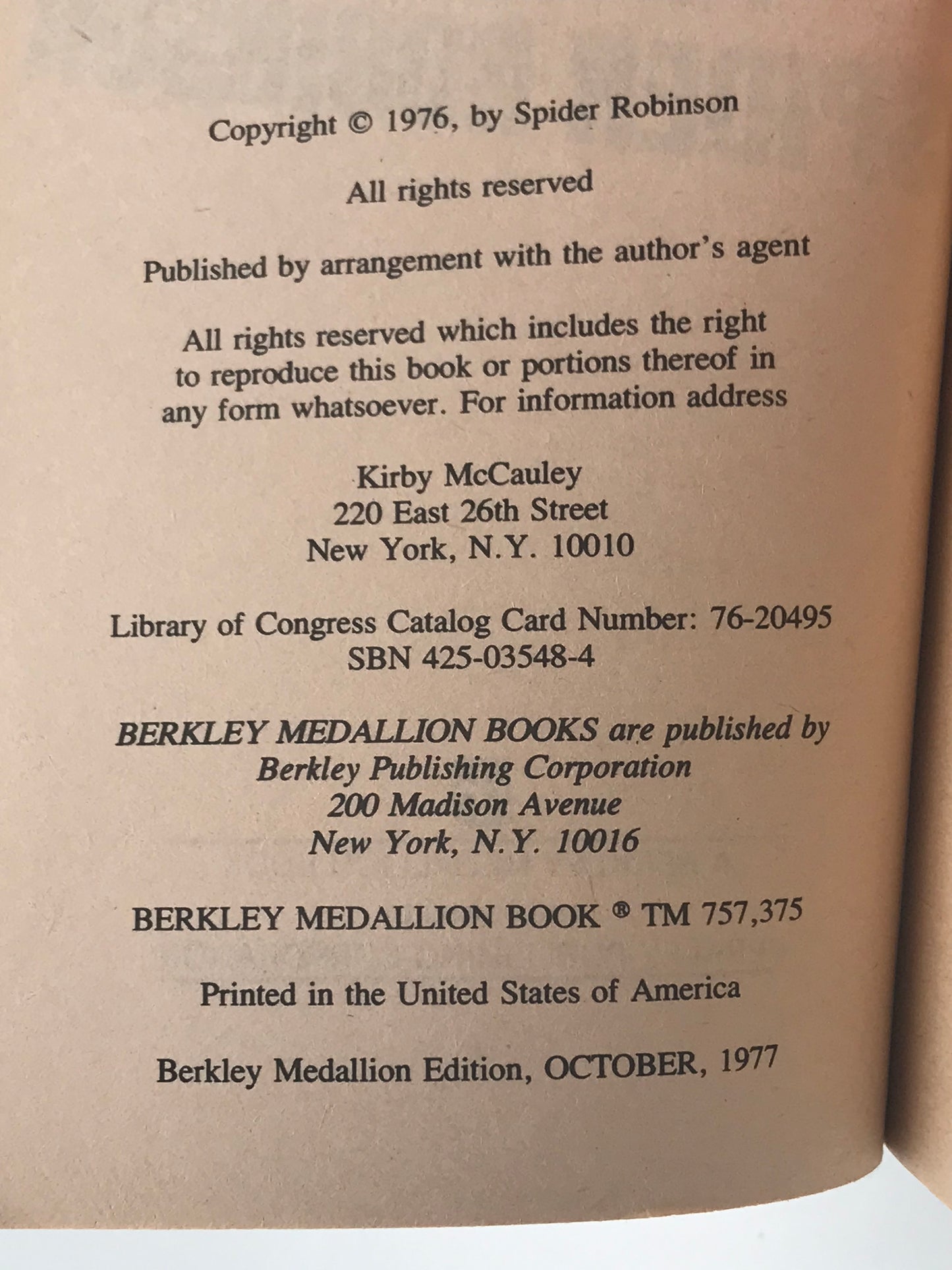 Telempath BERKLEY Paperback Spider Robinson HSF