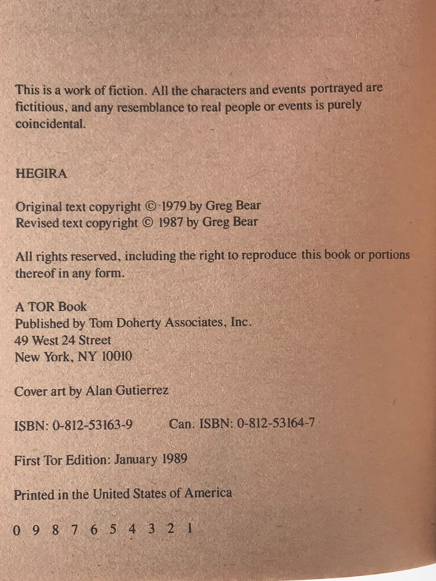 Hegira TOR Paperback Greg Bear HSF