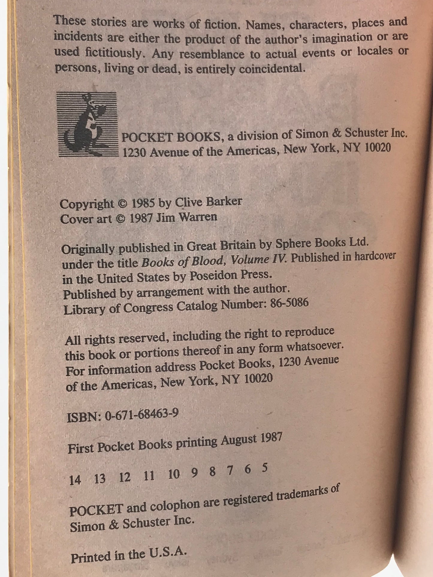 Inhuman Condition POCKET Paperback Clive Barker HSF