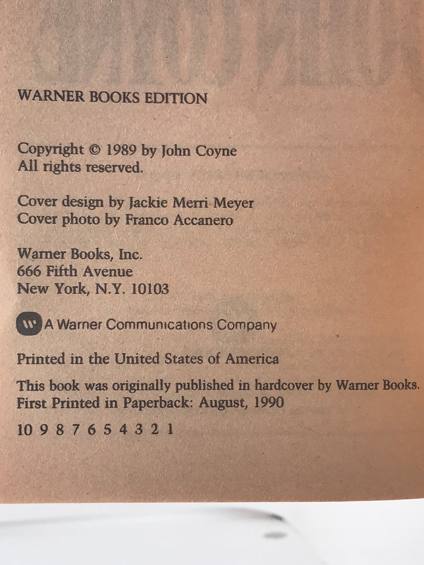 Fury WARNER Paperback John Coyne HSF