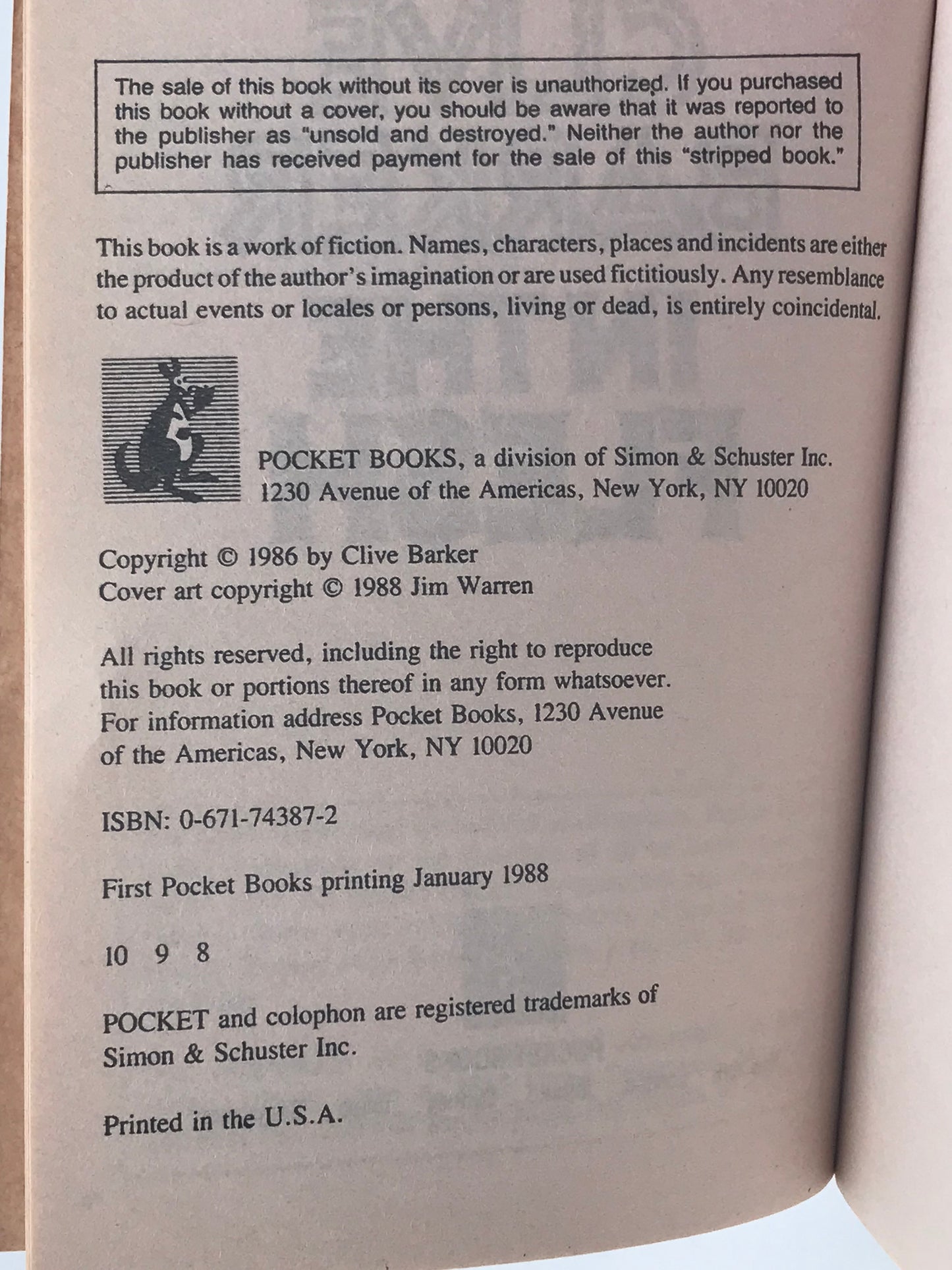 In The Flesh POCKET Paperback Clive Barker HSF