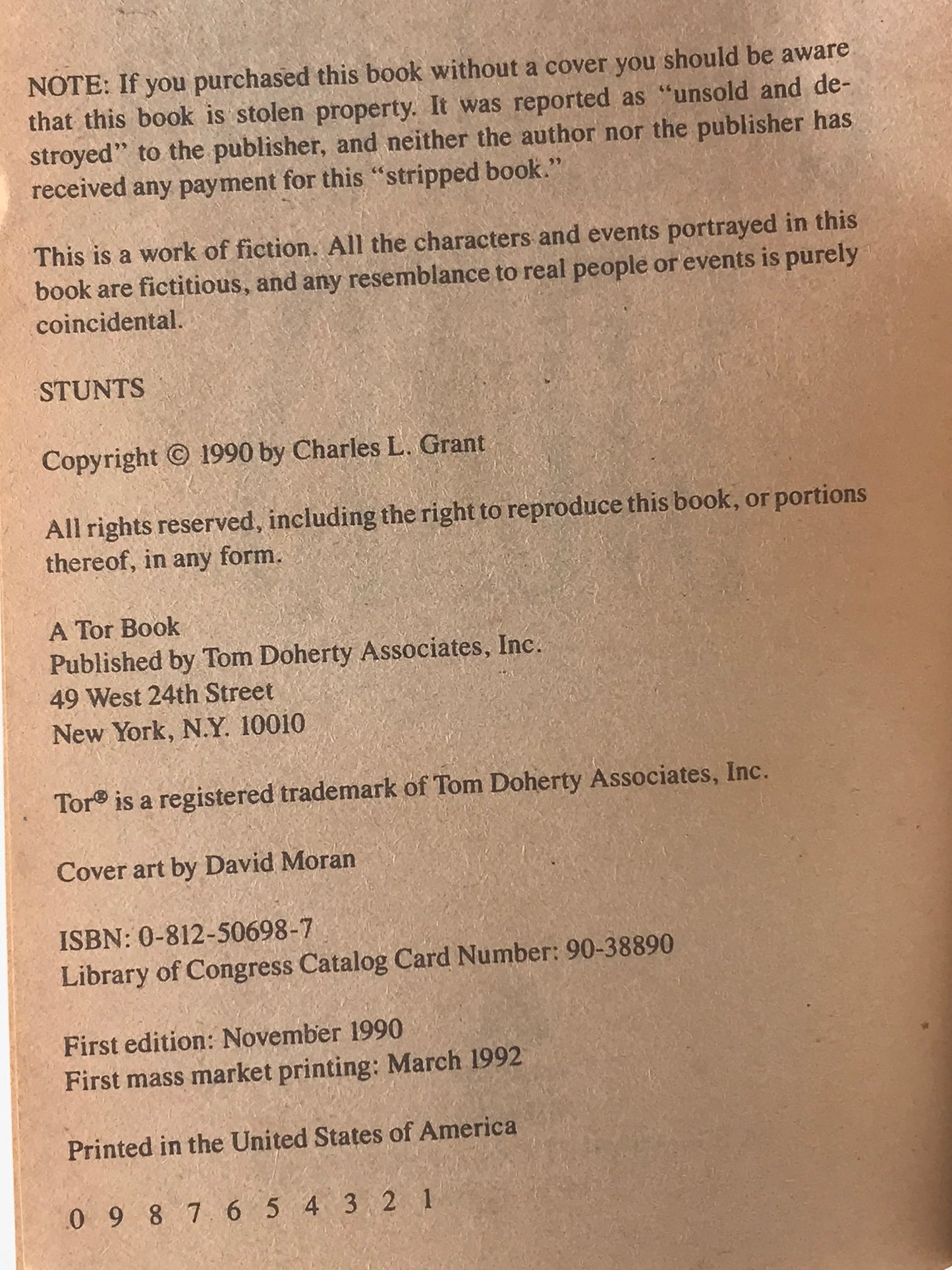 Stunts TOR Paperback Charles L. Grant HSF