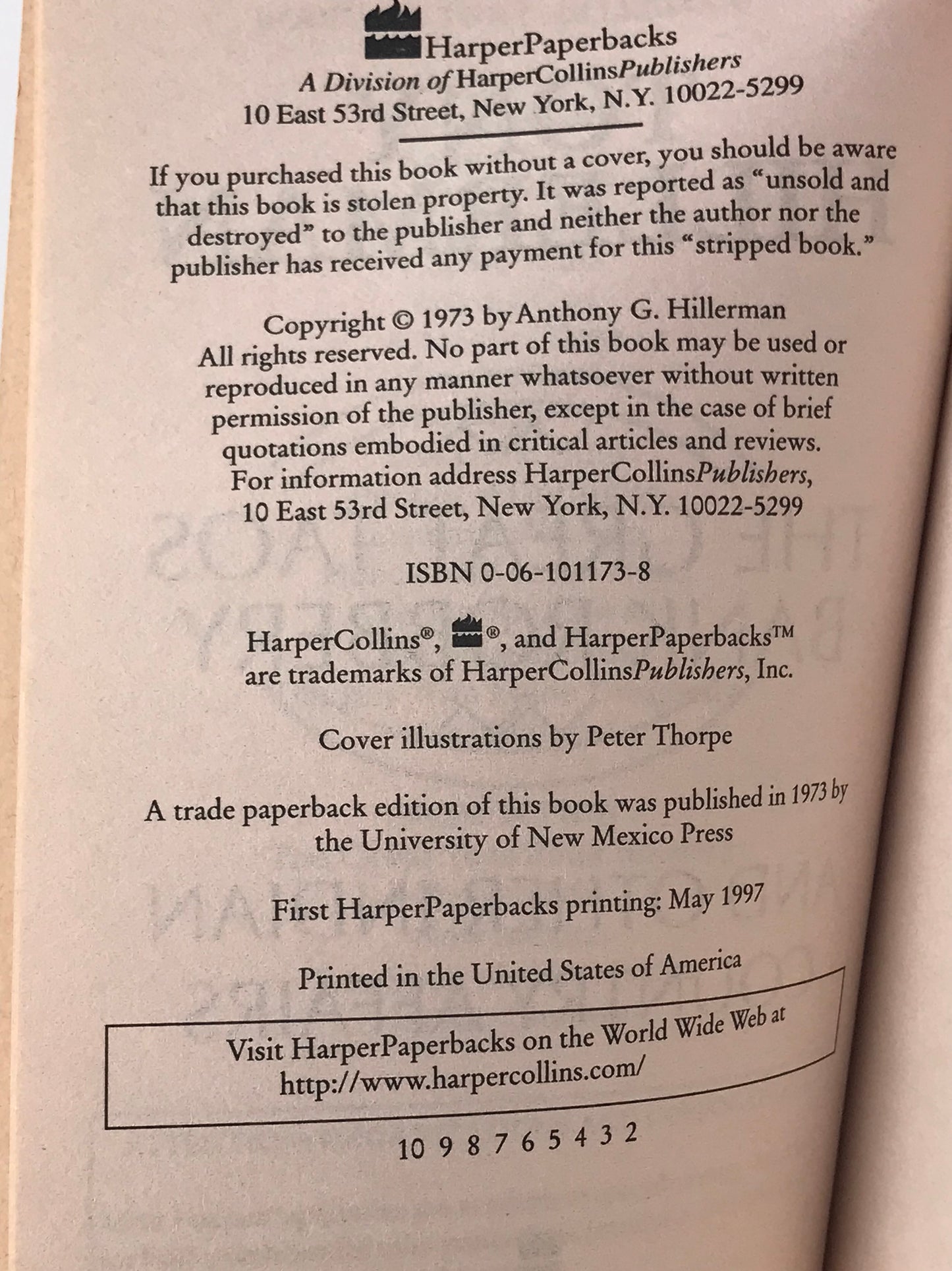 Great Taos Bank Robbery HARPER COLLINS Paperback Tony Hillerman HSF