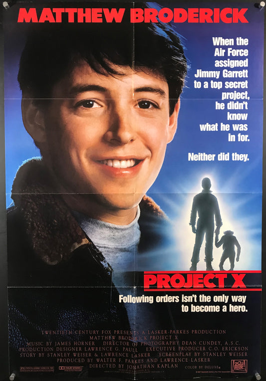 Project X Original One Sheet Poster 1987