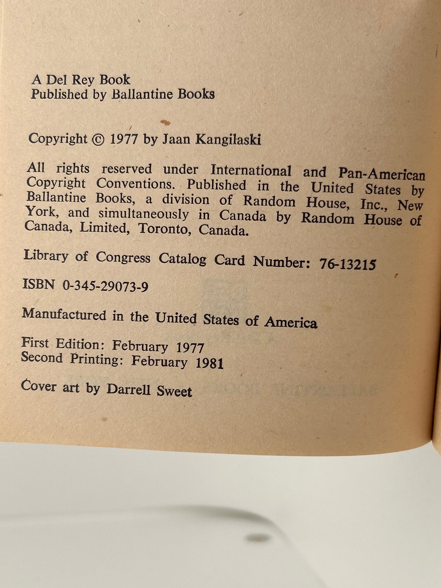 Seeking Sword DEL REY/BALLANTINE Paperback Jaan Kangilaski FW1