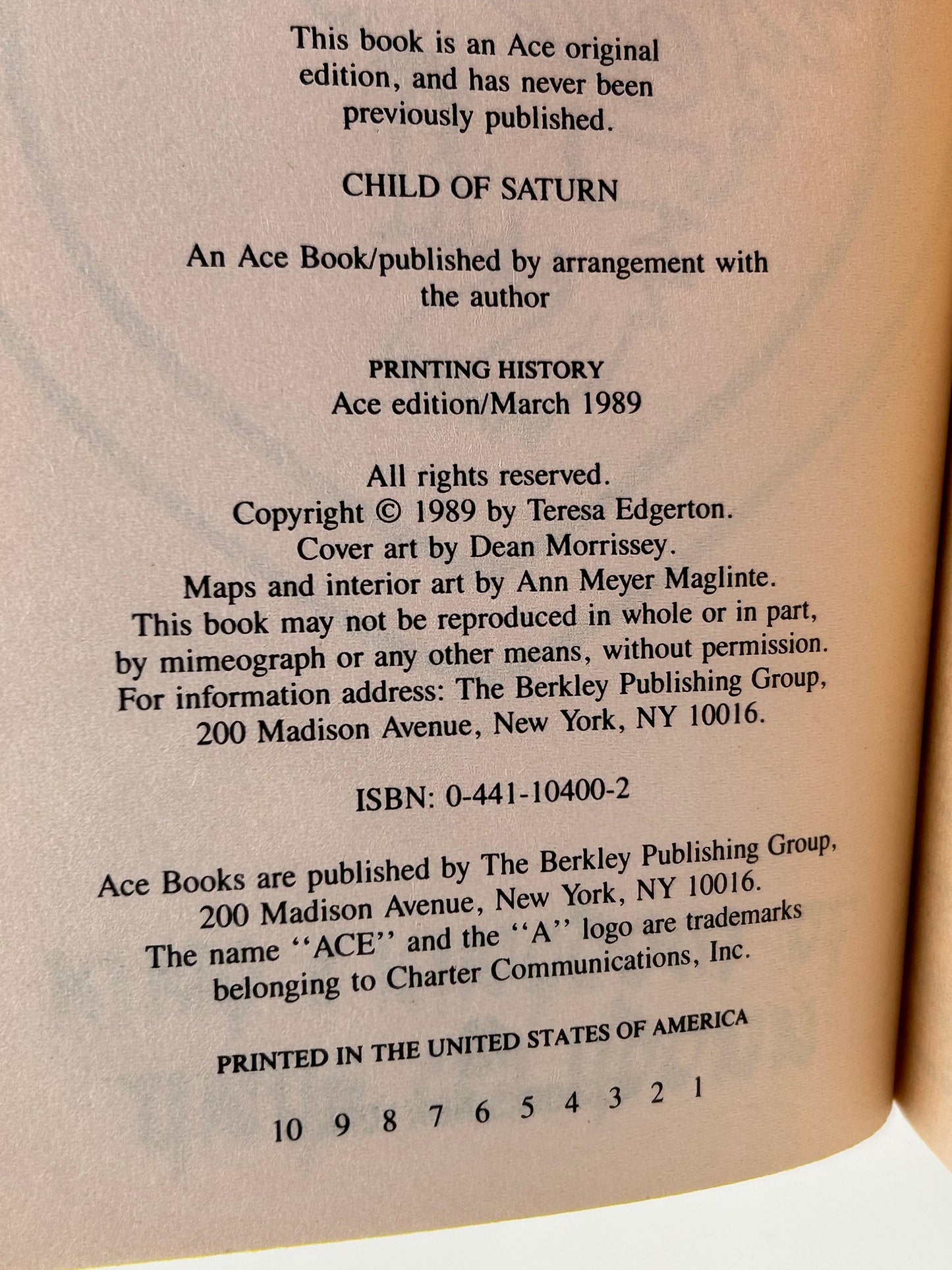 Child Of Saturn ACE Paperback Teresa Edgerton FW1