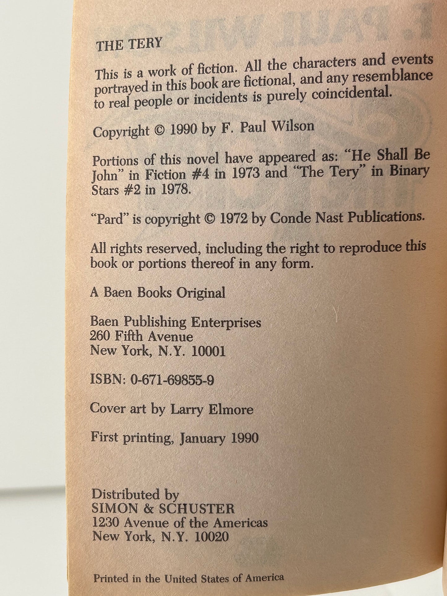 Tery BAEN Paperback F. Paul Wilson FW1