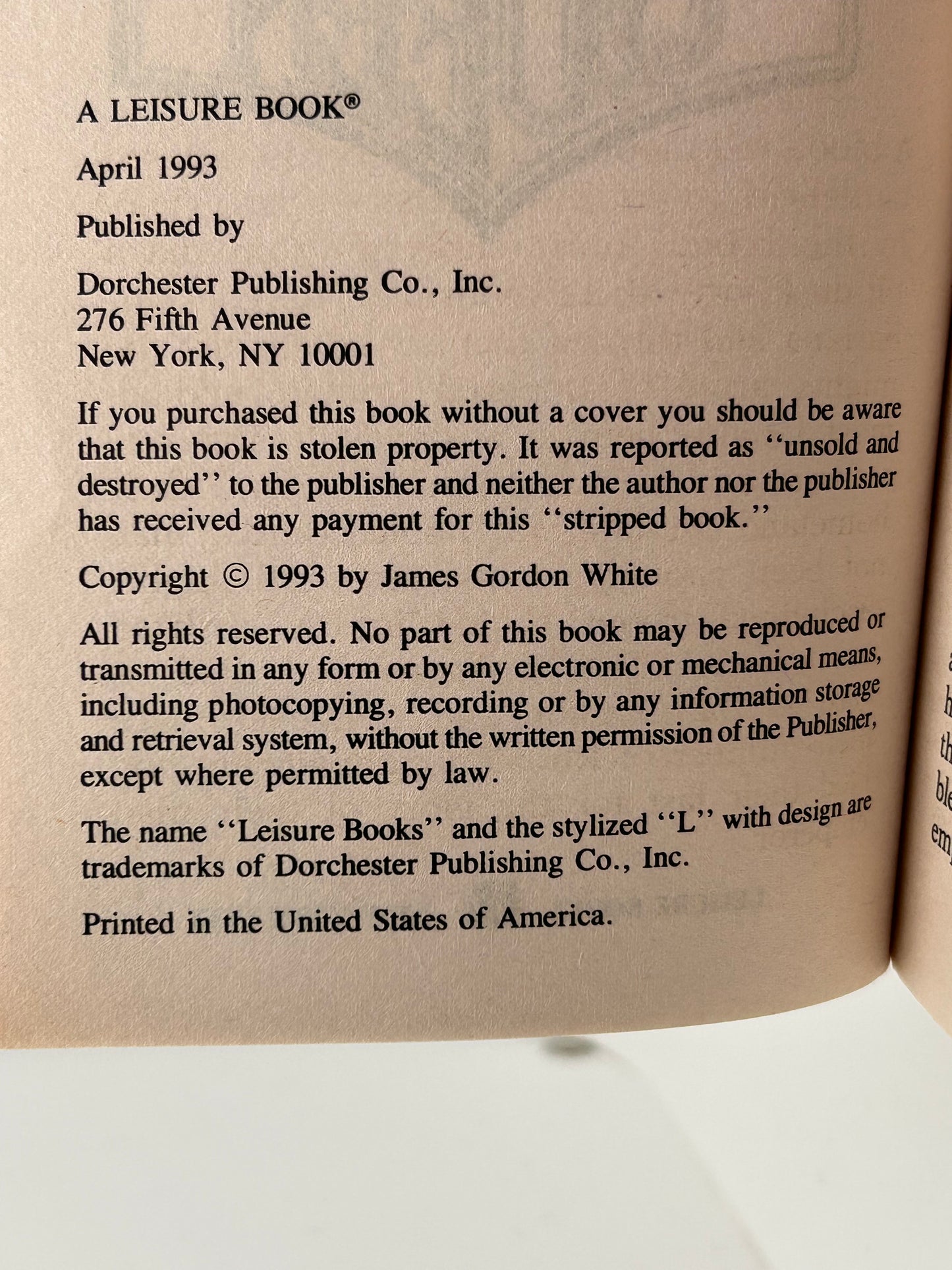 Nomad Queen LEISURE Paperback James Gordon White FW1