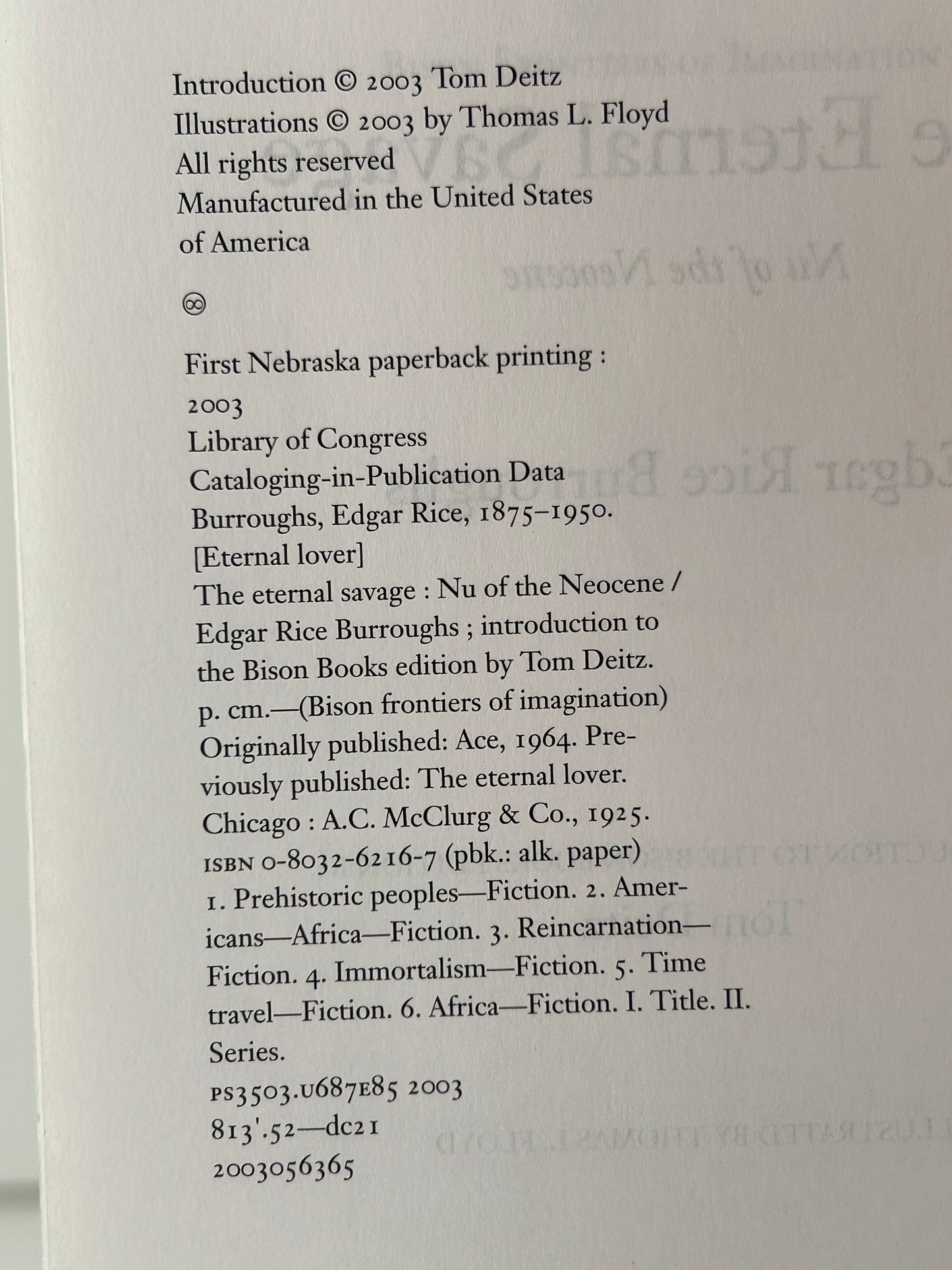 Eternal Savage BISON Paperback Edgar Rice Burroughs
