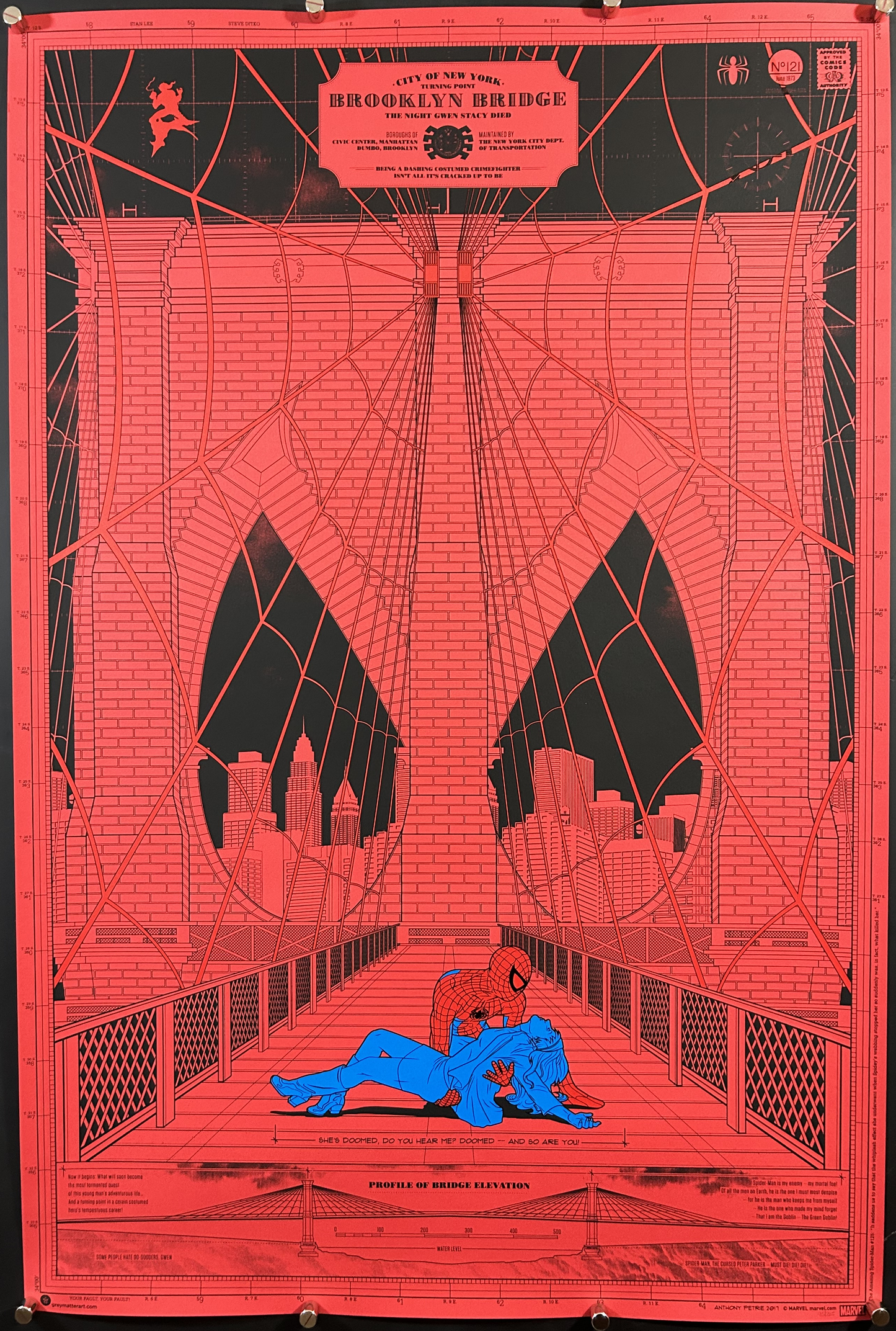 Spiderman Schematic/Gwen Stacy Variant Art Print by Anthony Petrie 95/225