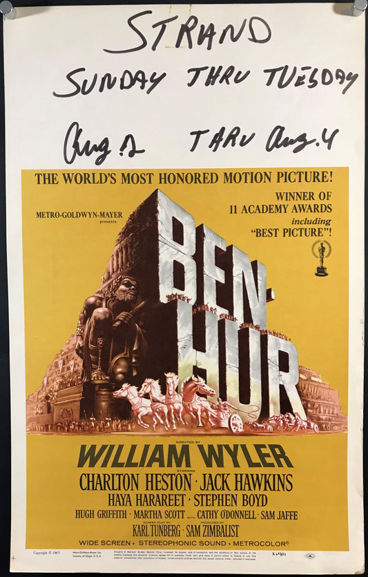 Ben-Hur Original Re-release Window Card Poster 1960