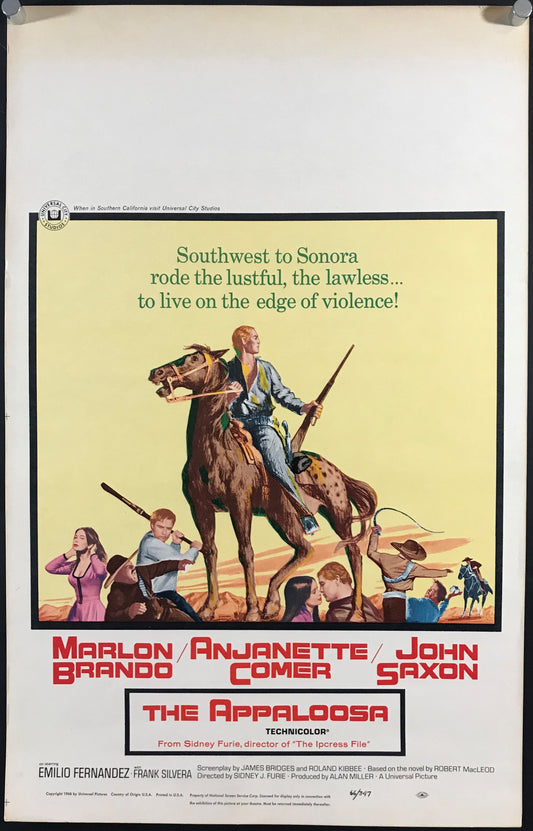 Appaloosa Original Window Card Poster 1966 Brando!