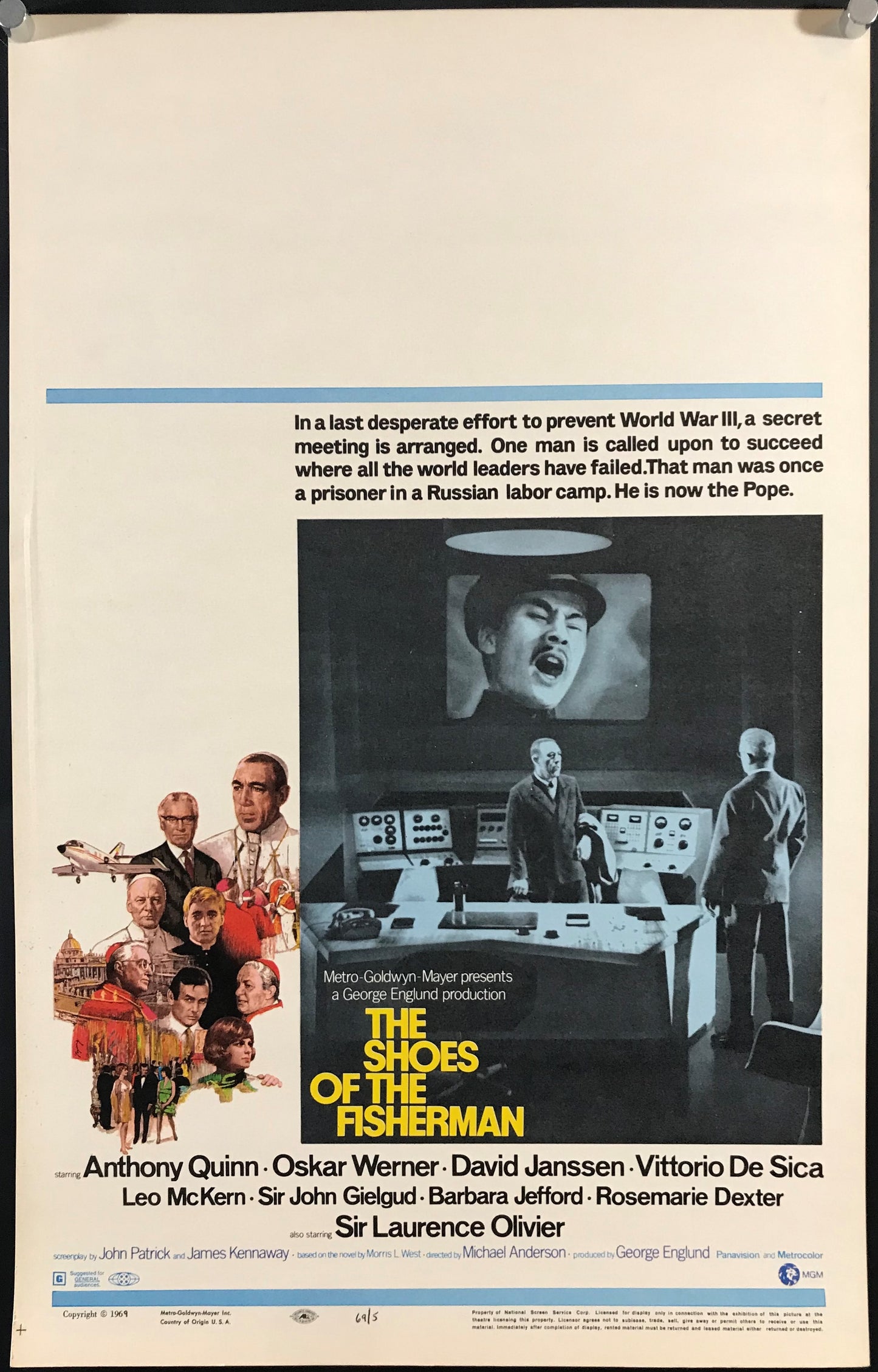 Shoes of the Fisherman Original Window Card Poster 1968