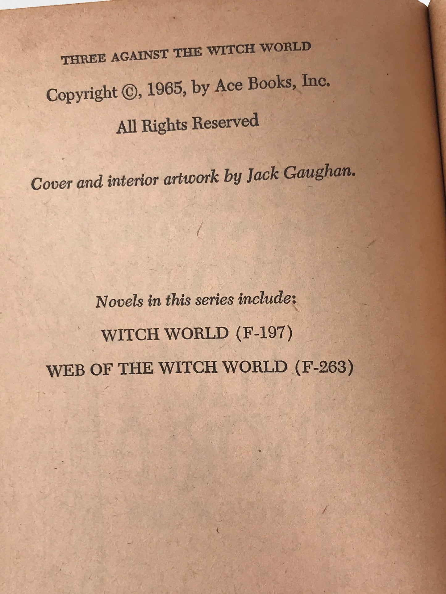 Three Against The Witch World ACE Paperback Andre Norton SF01