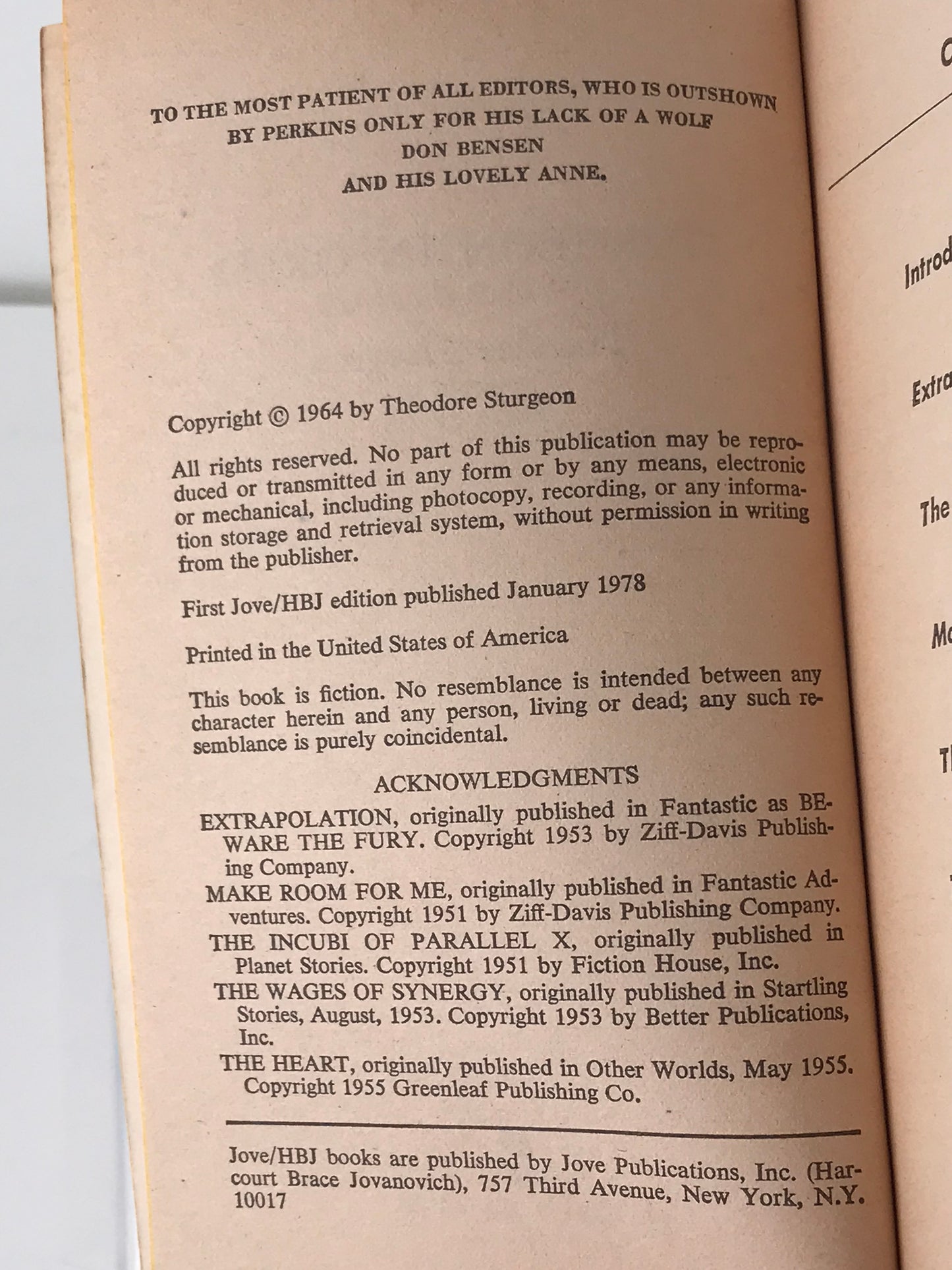 Sturgeon In Orbit JOVE Paperback Theodore Sturgeon SF01