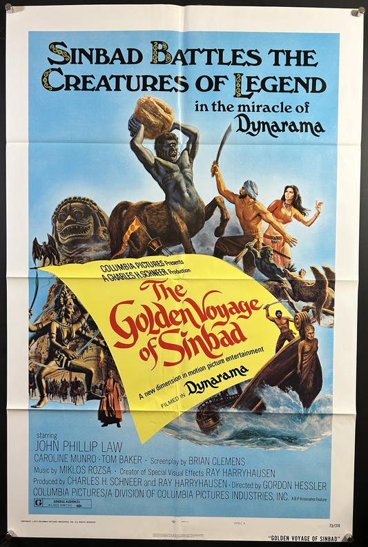 Golden Voyage Of Sinbad Original One Sheet Poster 1973 Ray Harryhausen!