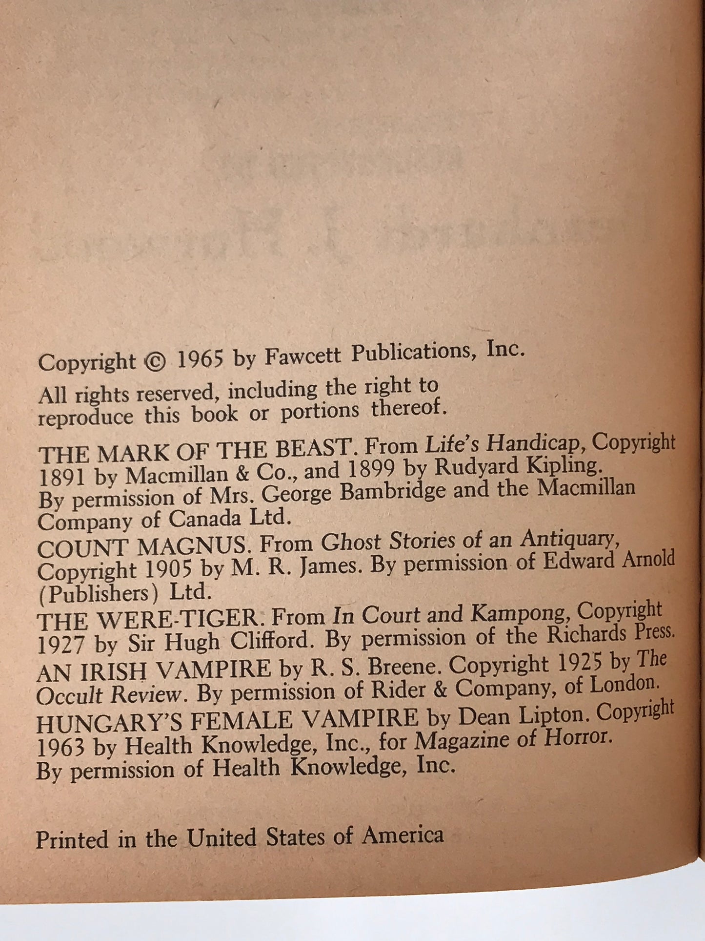 Monsters Galore FAWCETT Paperback Bernhardt J. Hurwood H01