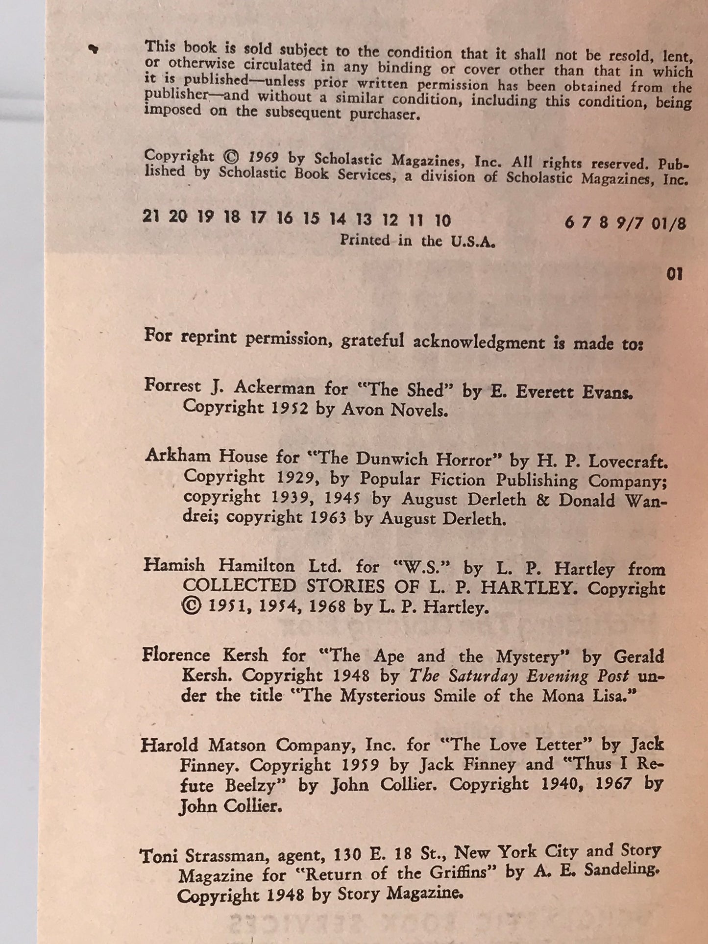 11 Great Horror Stories SCHOLASTIC Paperback Lovecraft, Finney, Kersh H01