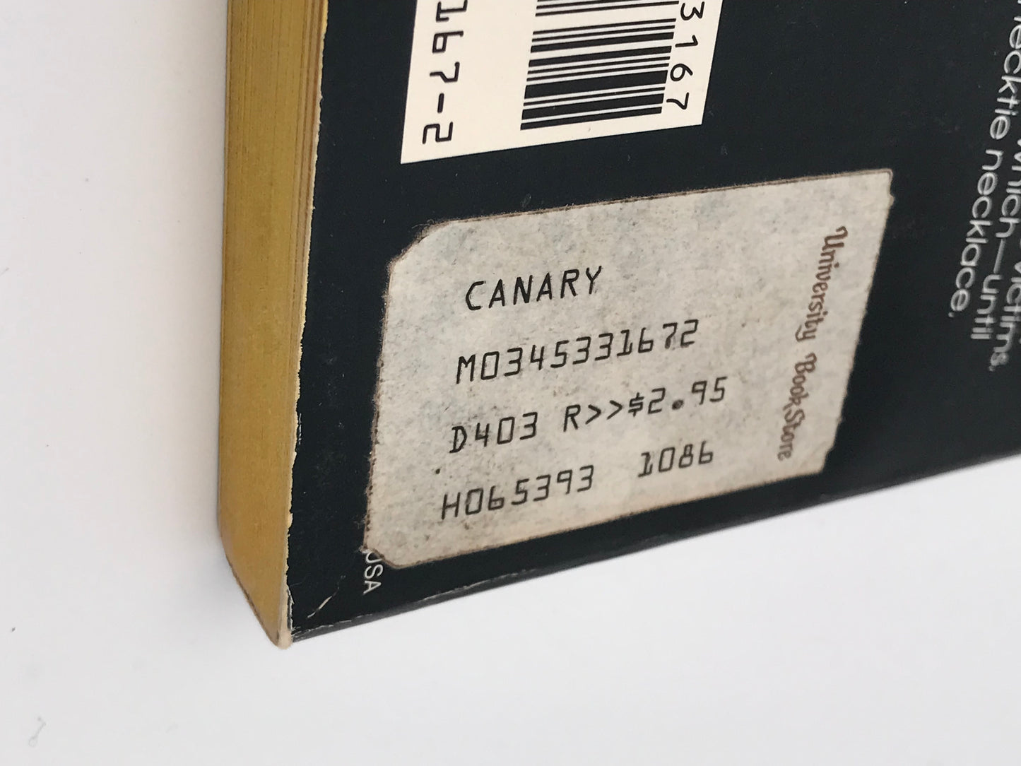 Canary BALLANTINE Paperback Nathan Aldyne H01