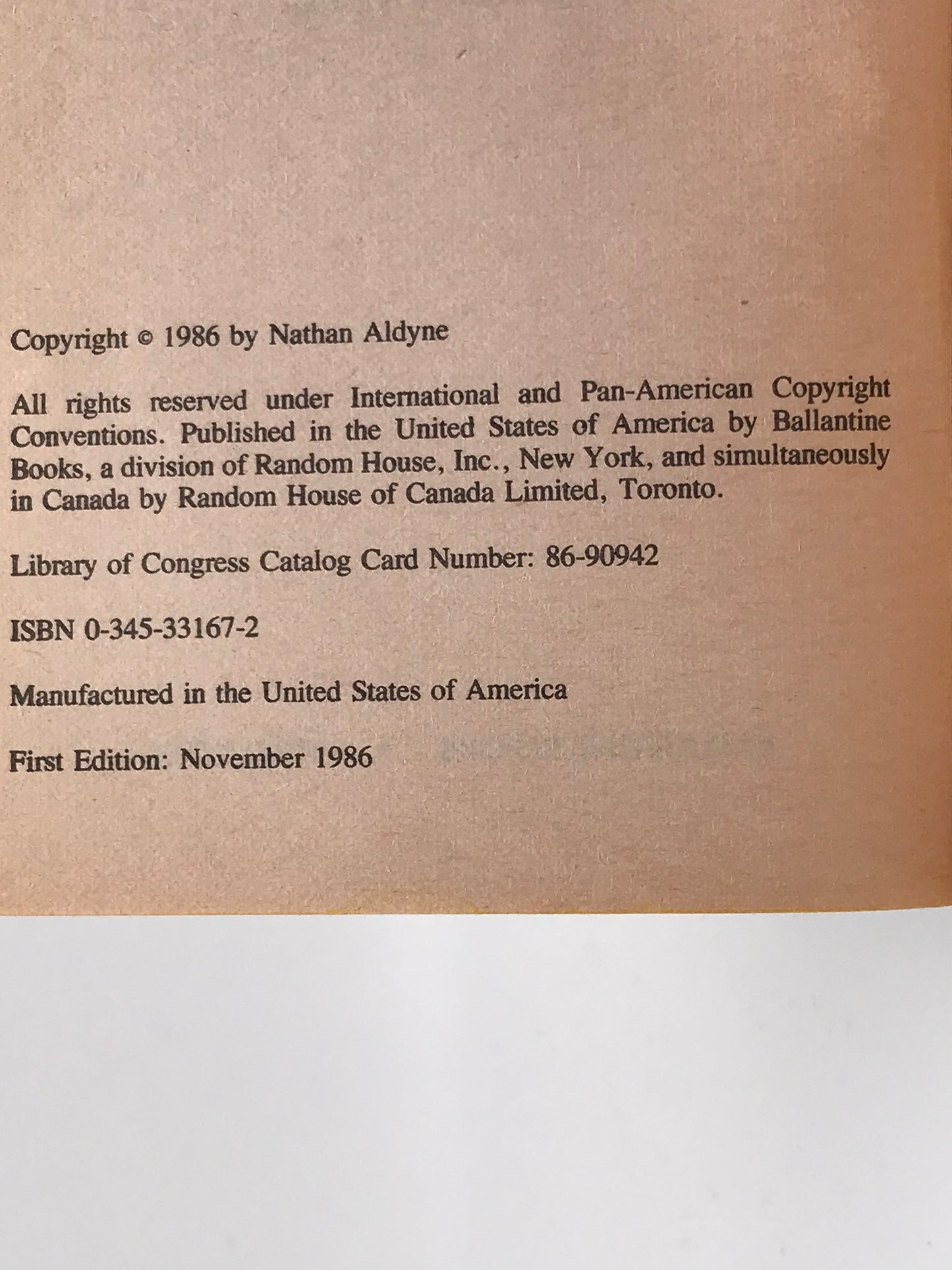 Canary BALLANTINE Paperback Nathan Aldyne H01