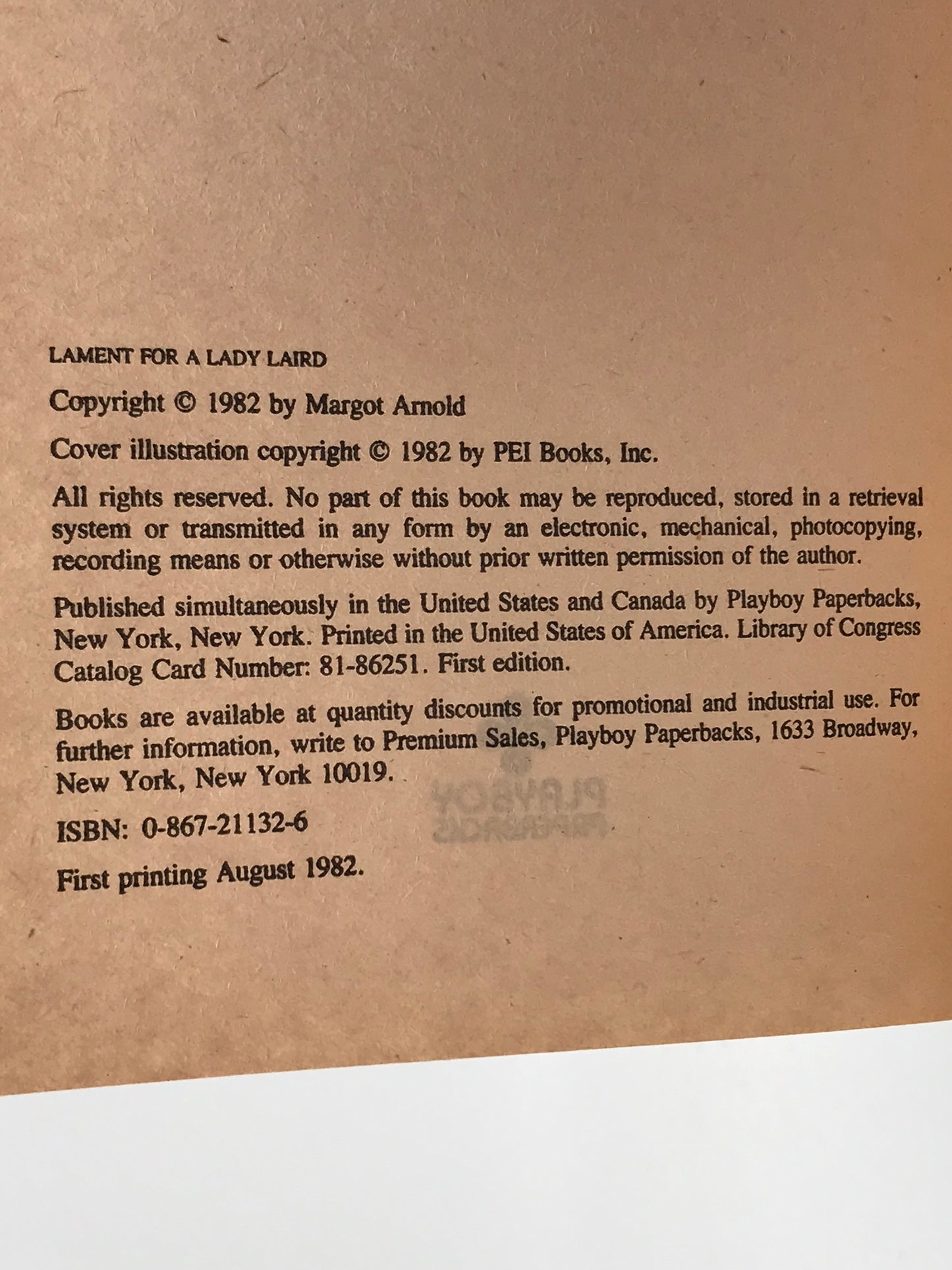 Lament For A Lady Laird PLAYBOY Paperback Margot Arnold H01