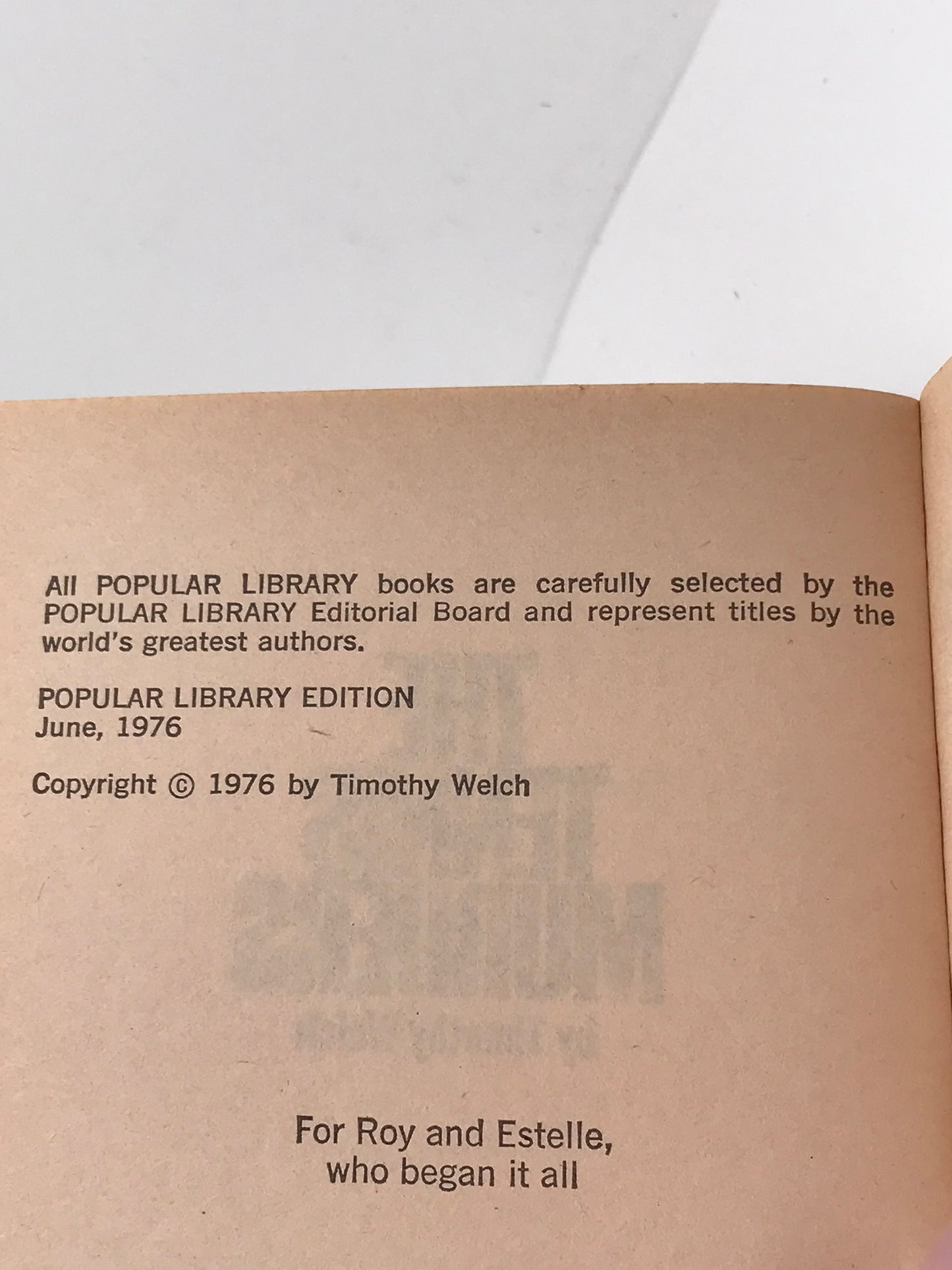Tennis Murders POPULAR Paperback Timothy Welch H01