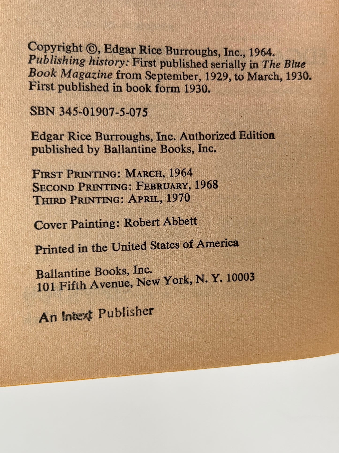 Tarzan At The Earth's Core #13 BALLANTINE Paperback Burroughs EA1