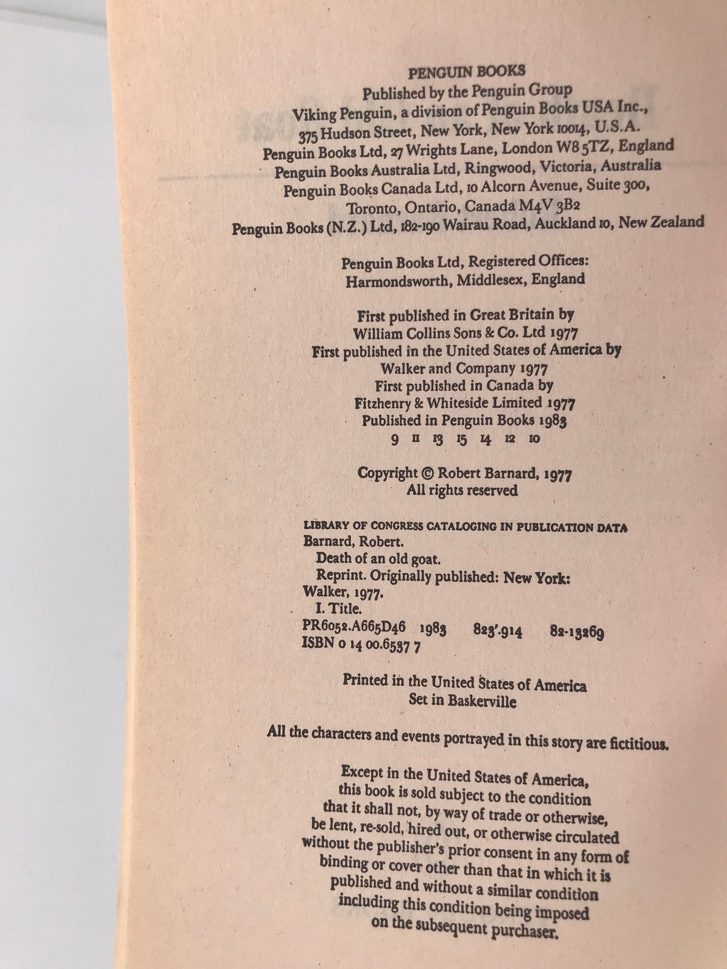 Death Of An Old Goat PENGUIN Paperback Robert Barnard CW01