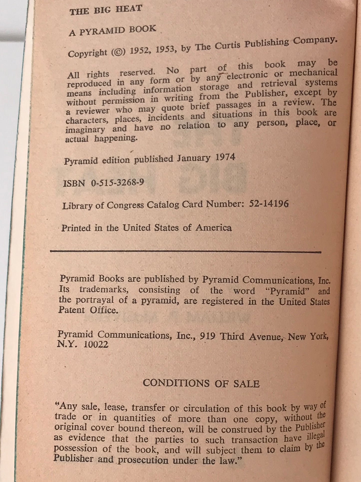 Big Heat PYRAMID Paperback William P. McGivern CW01