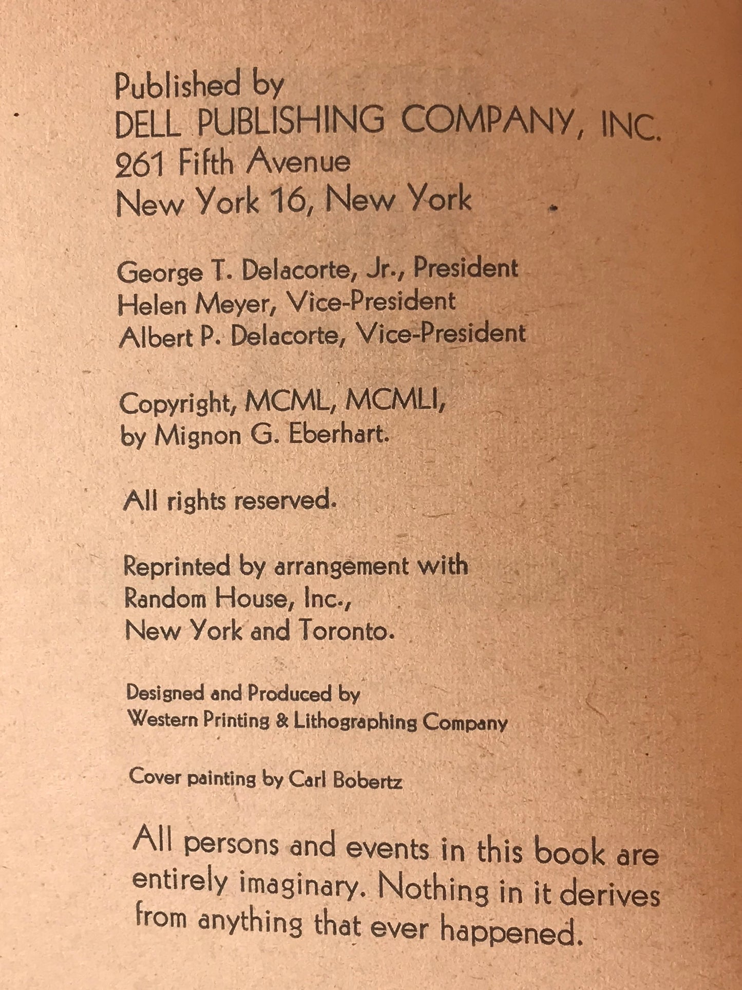 Never Look Back DELL Paperback Mignon G. Eberhart CW01