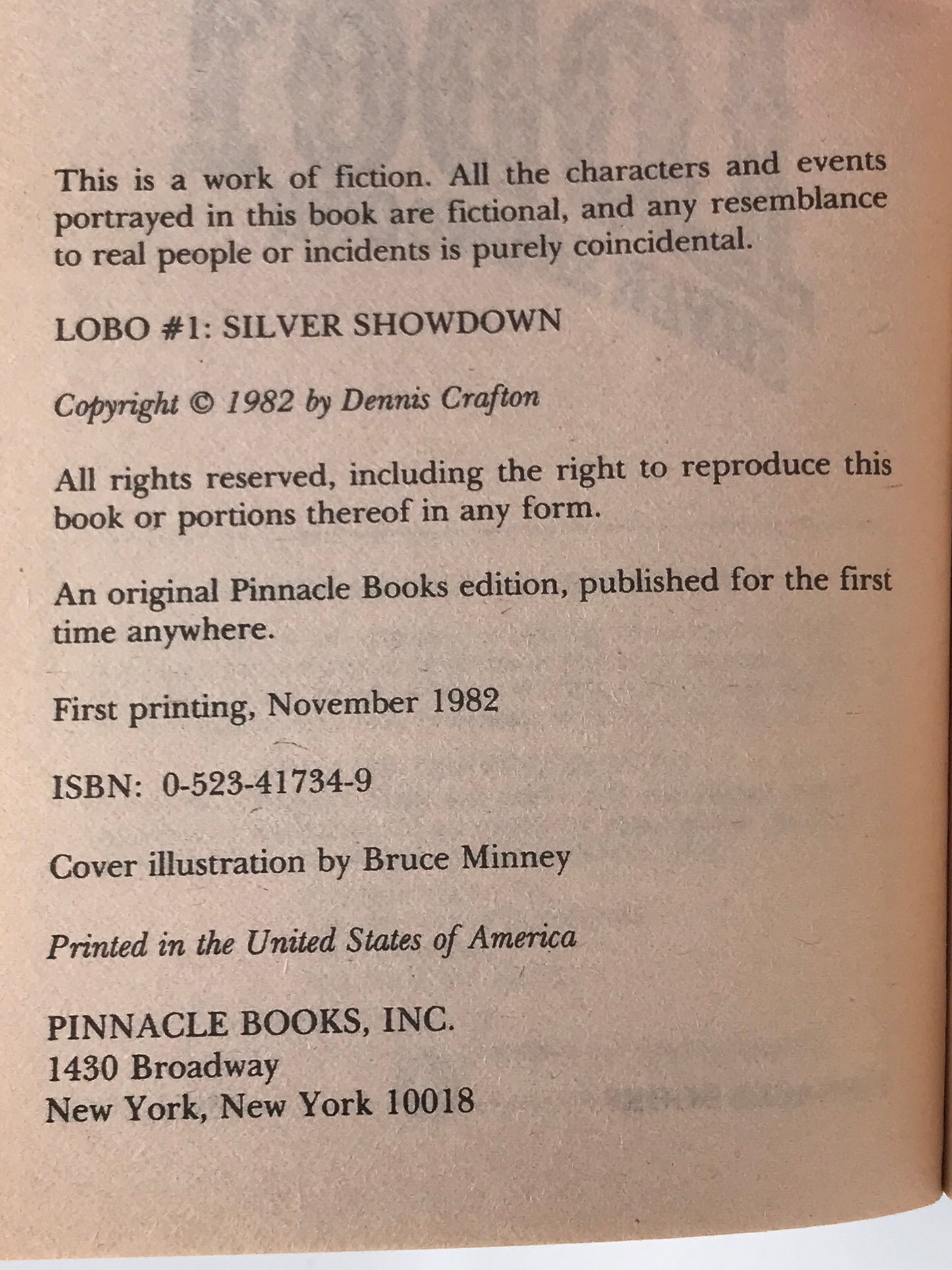 Lobo #1 Silver Showdown PINNACLE Paperback Dennis Crafton CW01